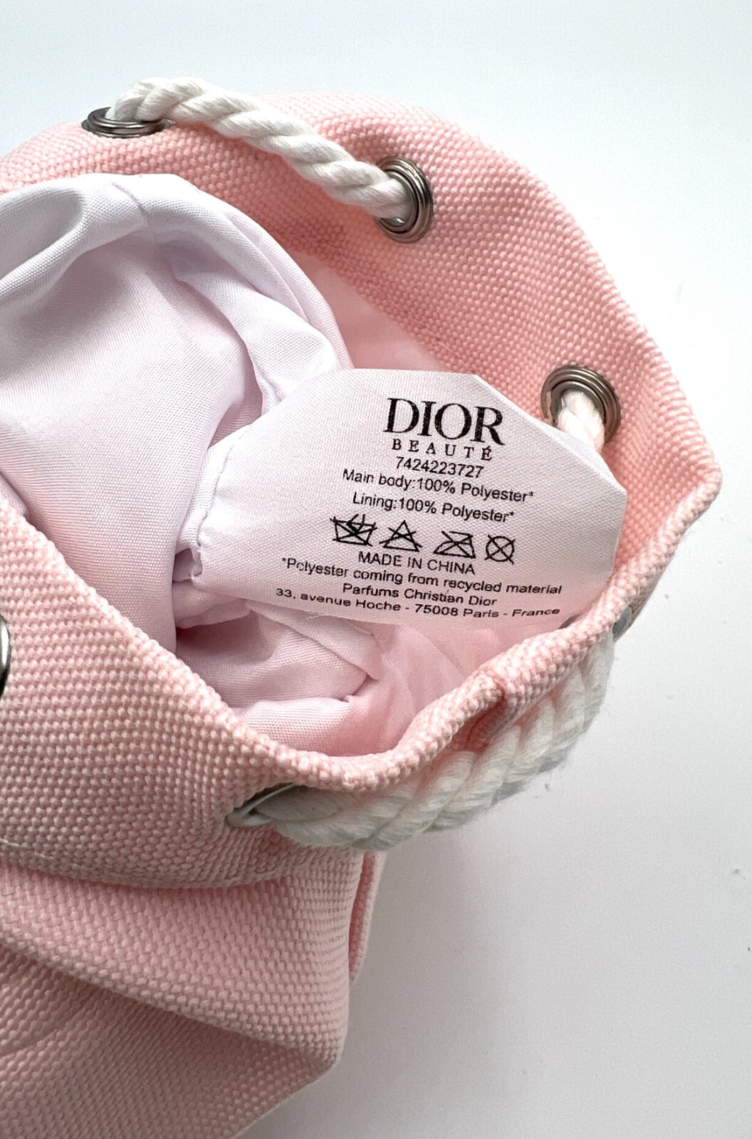 New! Christian Dior Cosmetic Bag Drawstring Pouch Clutch ~ Small ~ Pink