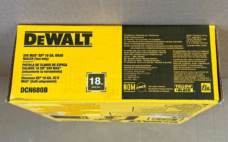 [NEW] (DCN680B) DeWalt 20V MAX XR 18 Gauge Brad Nailer (Tool Only)