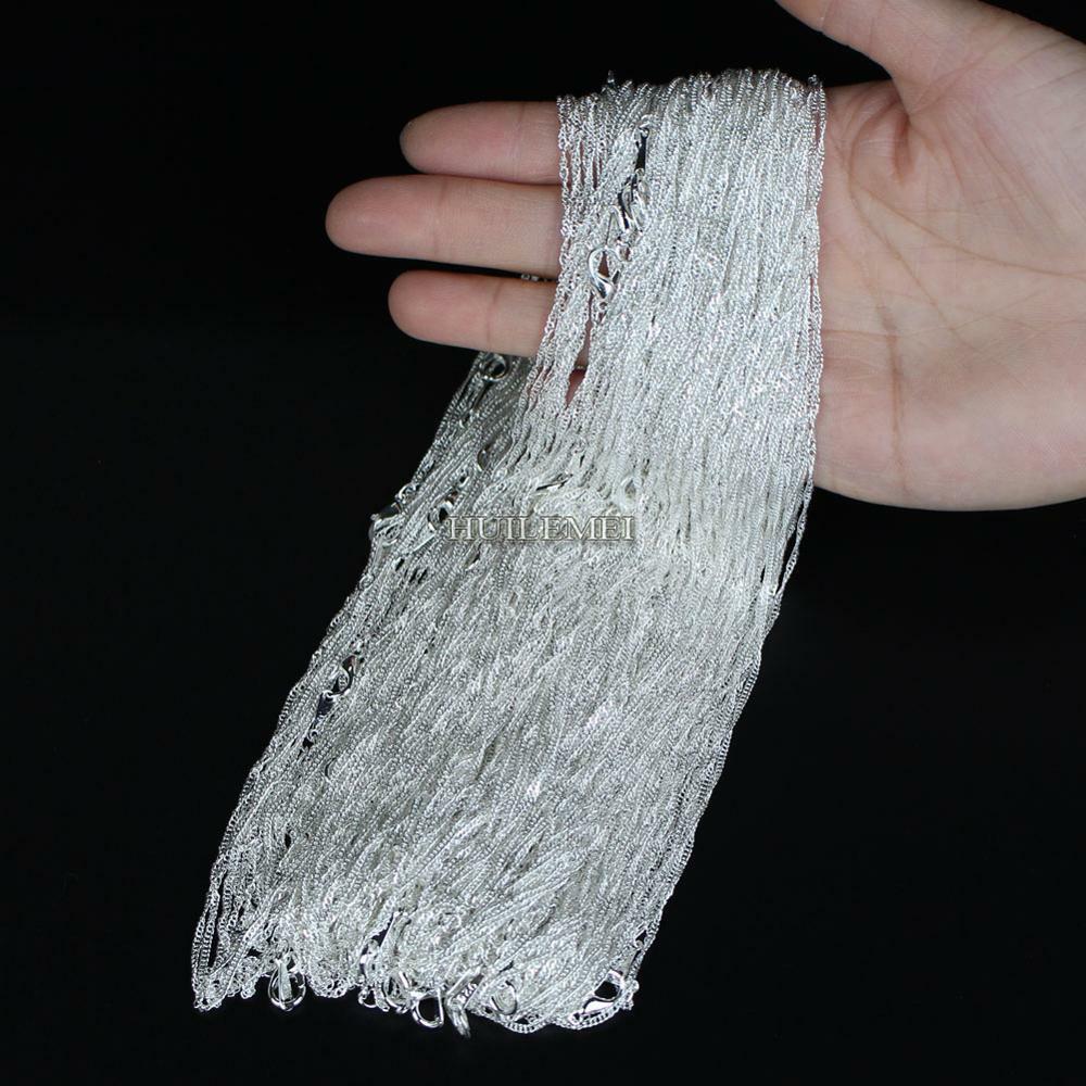 10pcs/lot 2mm 925 Silver Plated Water Wave Chain Necklaces 16" 18" 20" 24"