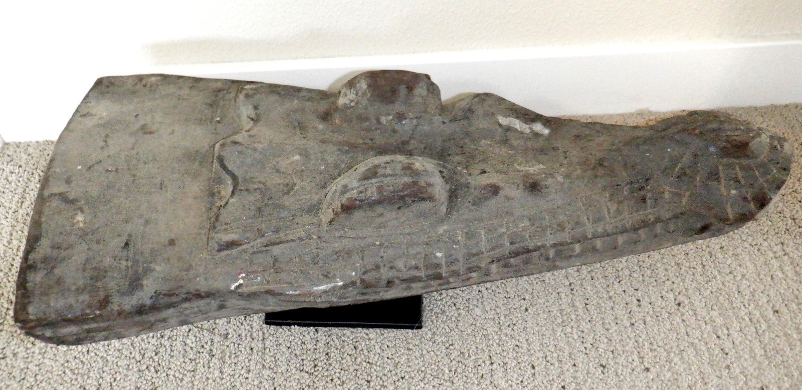 Sepik River Papua New Guinea Carved Canoe Prow, 20 inch on metal stand