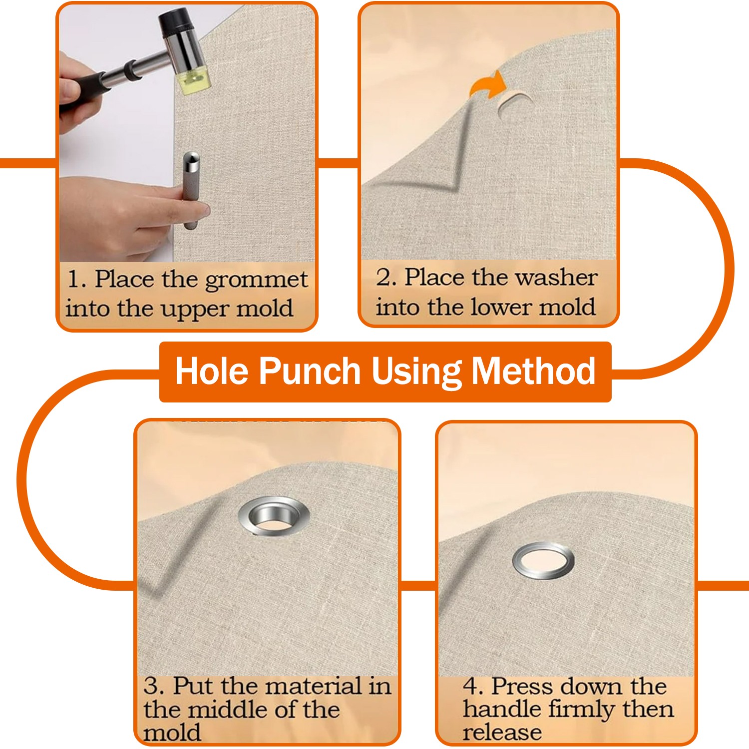 Grommet Tool Kit, Handheld Hole Punch Pliers, Hammer, Hole Punch, 400PCS Eyelets