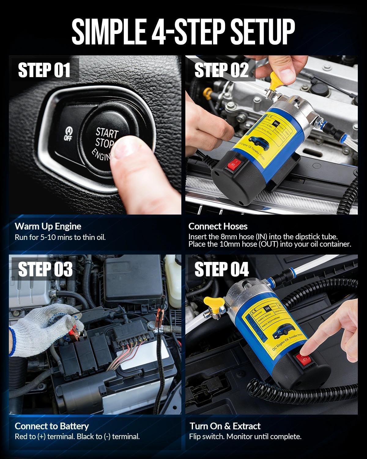 12V Electric Oil Extractor Pump for Engine, Gear, Transmission Fluid Transfer