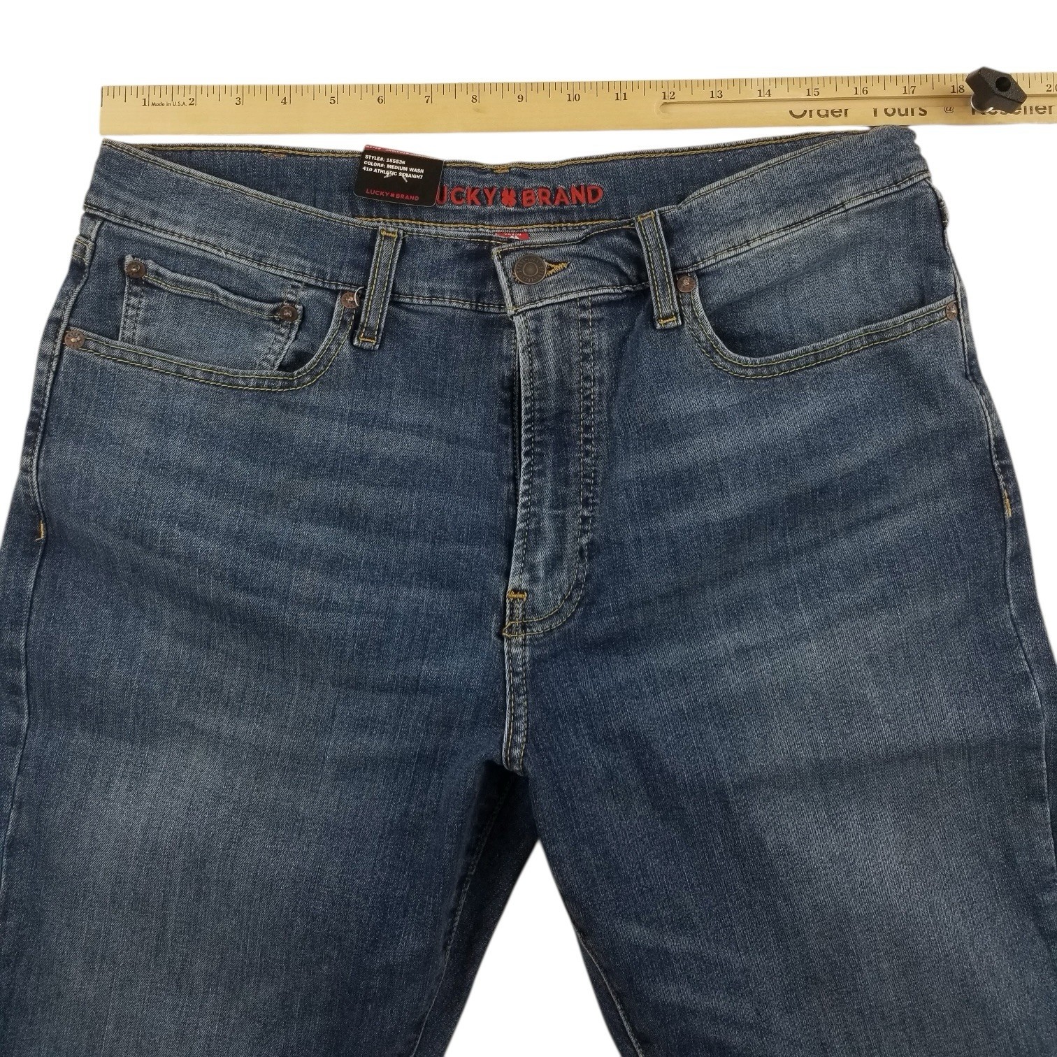 NEW Lucky Brand 410 Athletic Straight Jeans MENS Blue Medium Wash SIZE 34 x 30