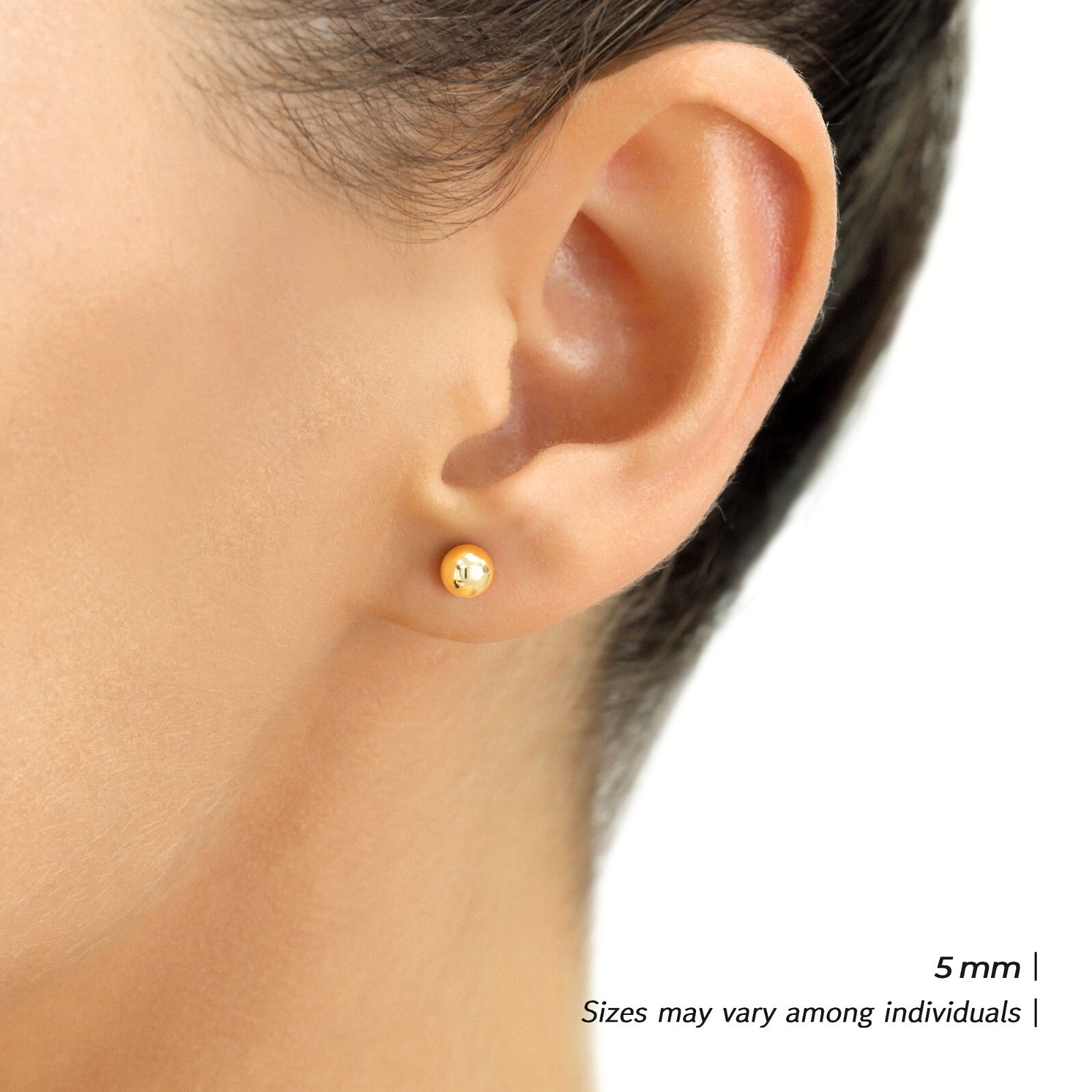 14K Yellow Gold Round Ball Bead Sleeper Studs Earrings Push-back 3mm-8mm