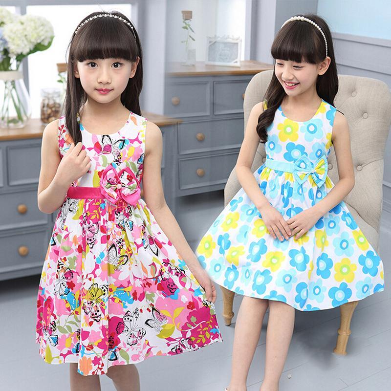 New Summer Floral Girl Dresses Girls Clothes Kids Cotton Dress Size
