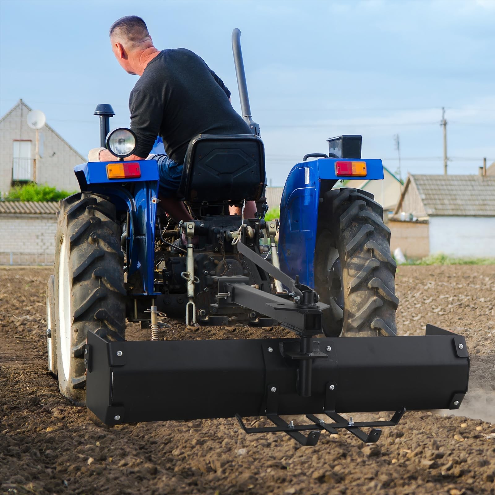 42" Steel Adjustable Tow Behind Box Scraper Blade Sleeve Hitch for Lawn Tractors