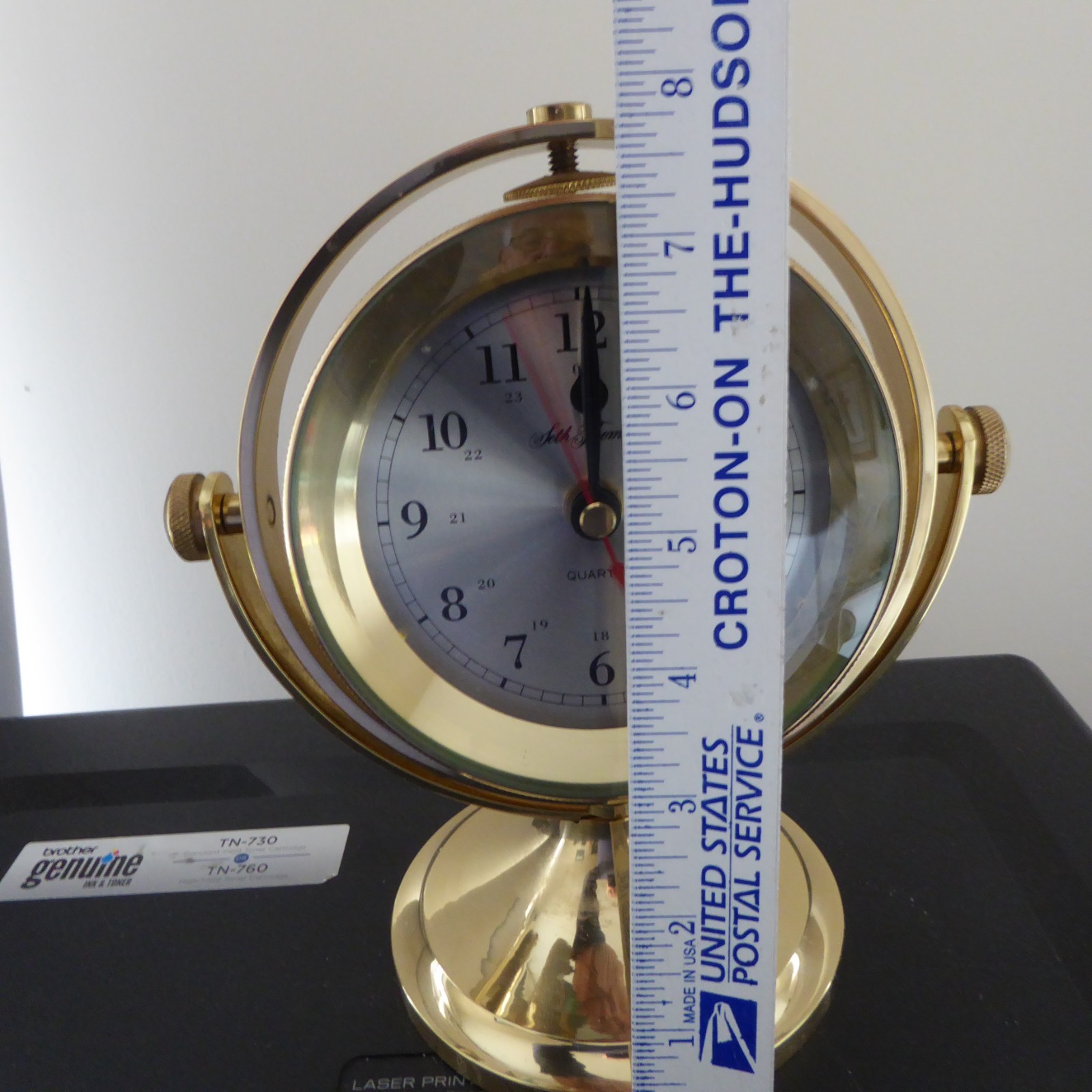 Seth Thomas SCHOONER SHIPS CLOCK Brass Model 1044 Solid Brass Running 4.9 LBS