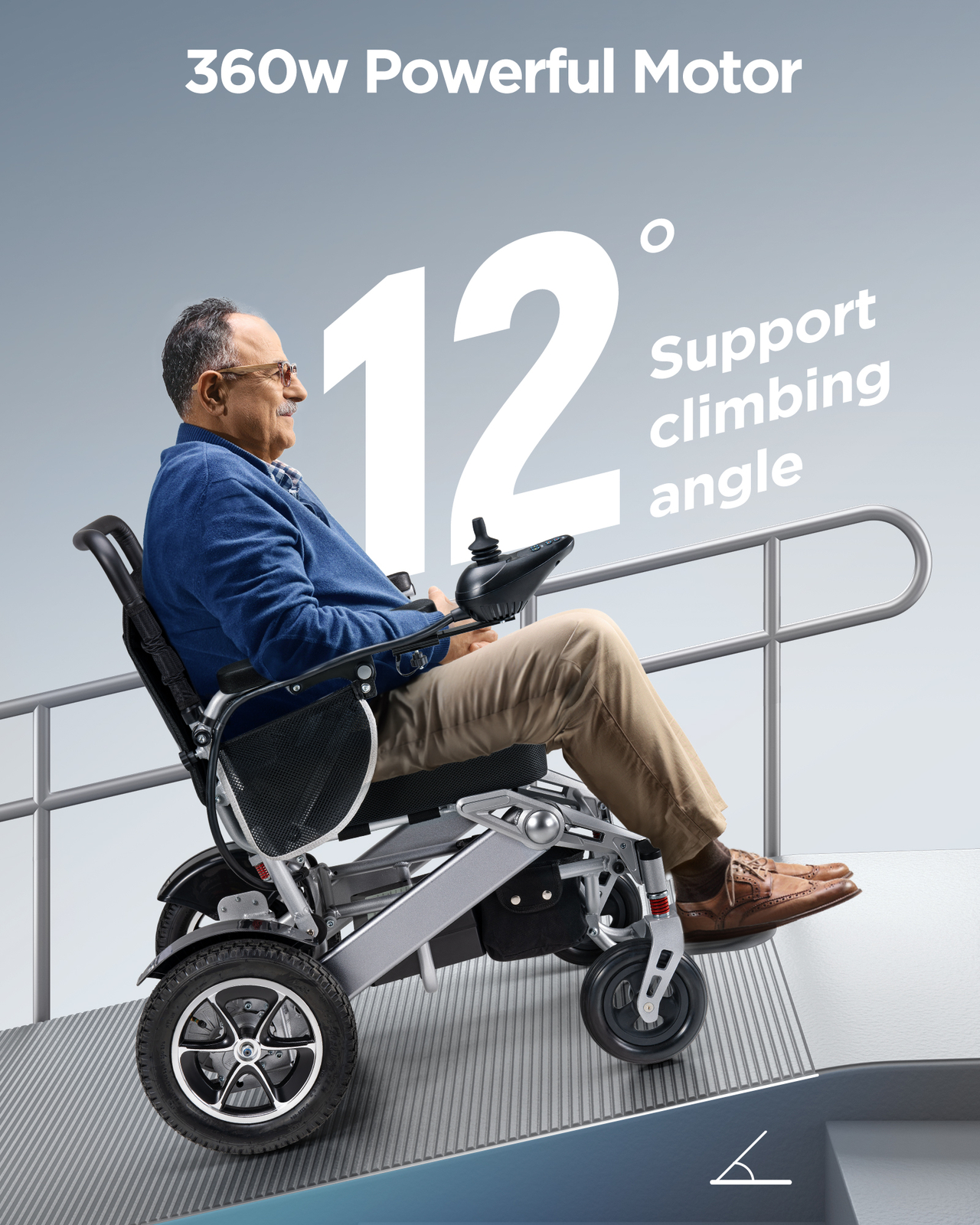 Intelligent Lightweight Foldable Electric Wheelchair All Terrain 25 Miles Range