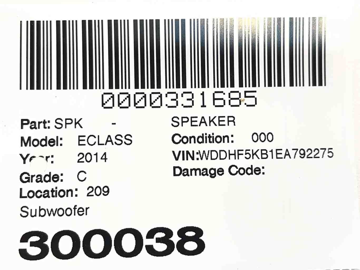 2010 - 2016 MERCEDES E350 Logic7 Rear Subwoofer Audio Speaker 2128203502 OEM
