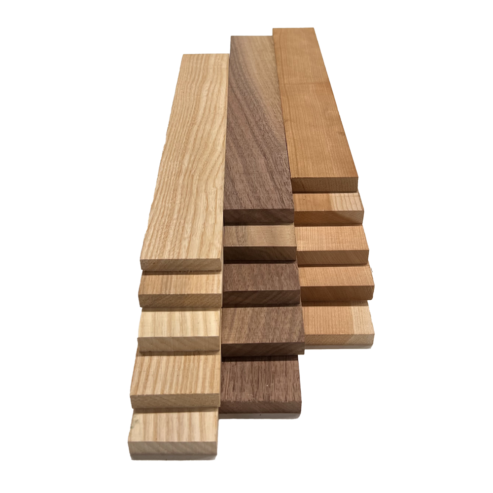 Pack of 15, Variety Species Thin Dimenisonal Lumber Boards(Ash, Cherry, Walnut)