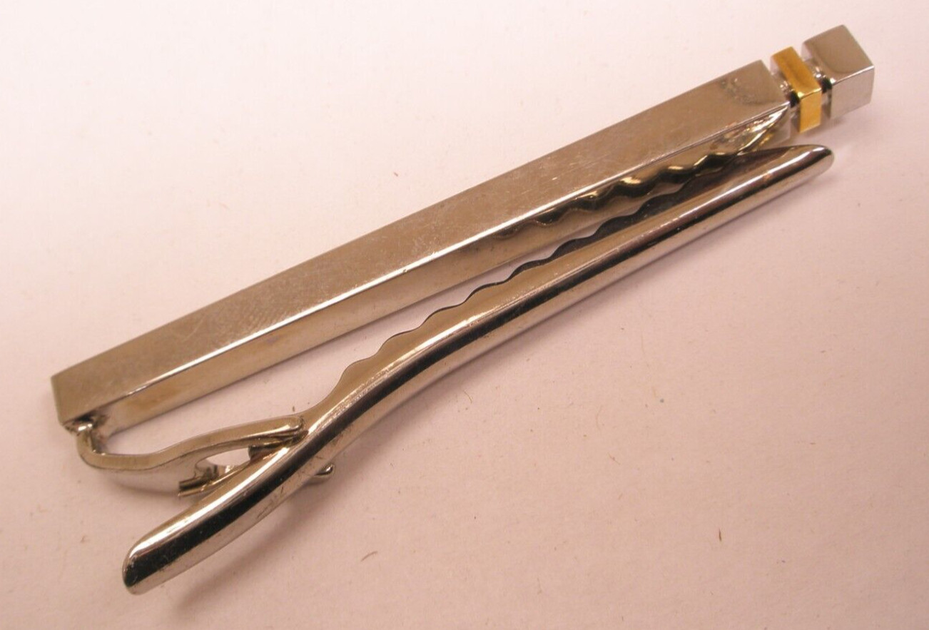 2-9/16" Thin Design Silver Gold Tones Quality Vintage LARGE Tie Bar Clip simple
