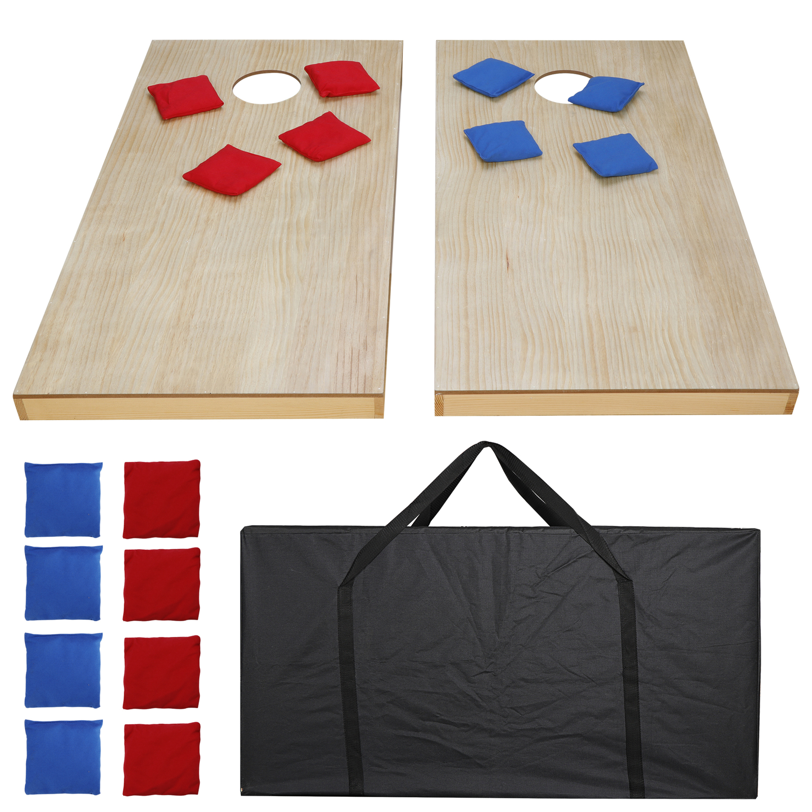 Cornhole Game Set 4x2FT Regulation Size Wood Cornhole Boards 8 Bean Bags w/ Case
