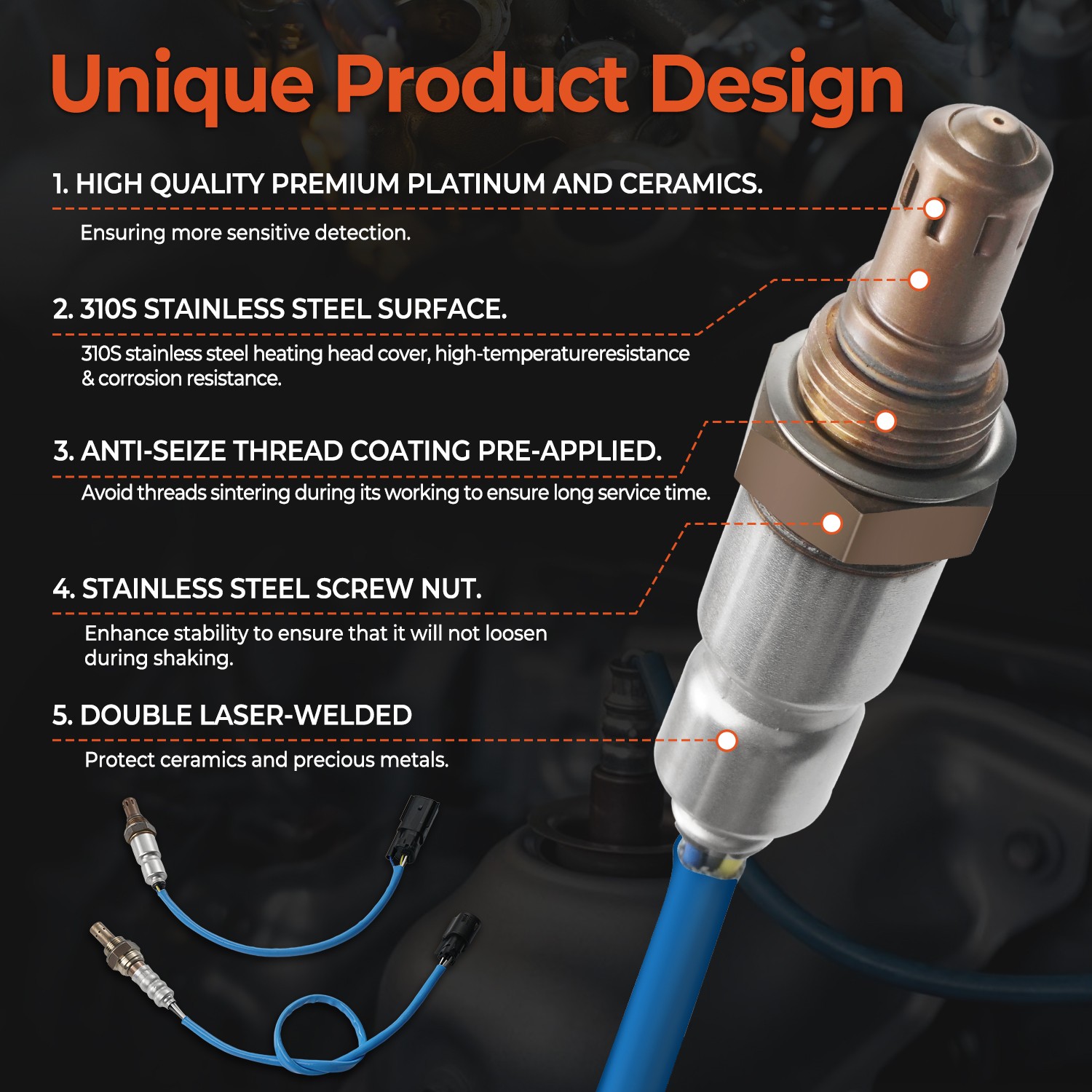 4PCS Oxygen O2 Sensor Up＋Downstream For 2013-2015 Ford Explorer Flex Taurus 3.5L