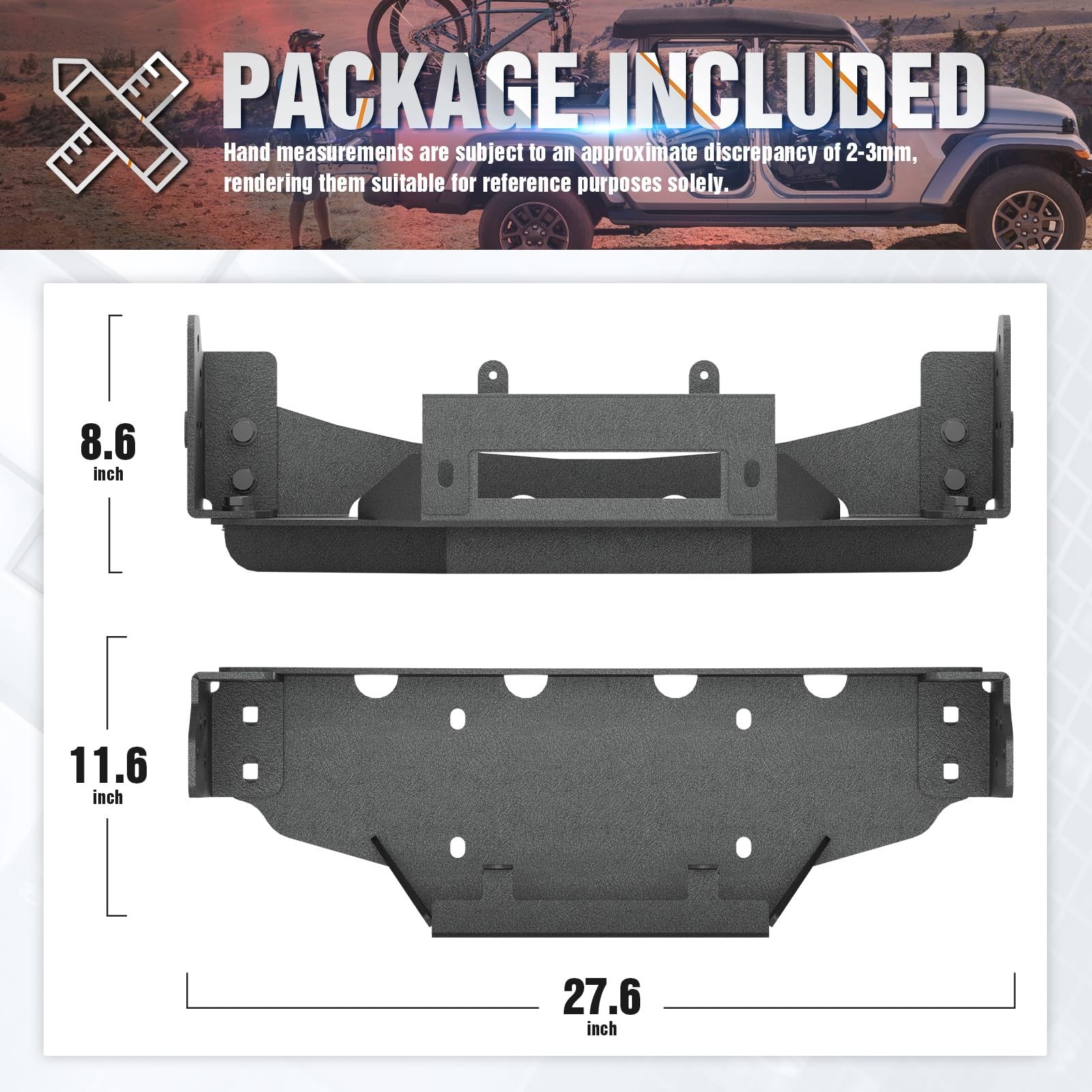 Black Winch Mount Plate 10x4.5 Bolt Pattern for 2007-2013 Silverado Sierra 1500