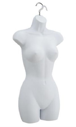 Clothing Form Hanging Female Display Torso Fits 5 to 10 Mannequin White Hollow