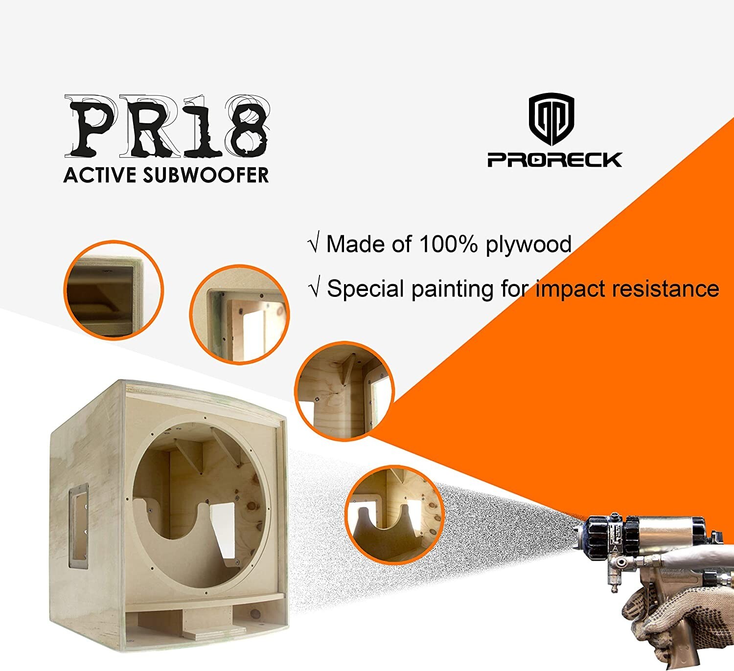 PRORECK PR18 Powered Active Subwoofer Cabinet 18 inch 2000W P.M.P.O PA DJ