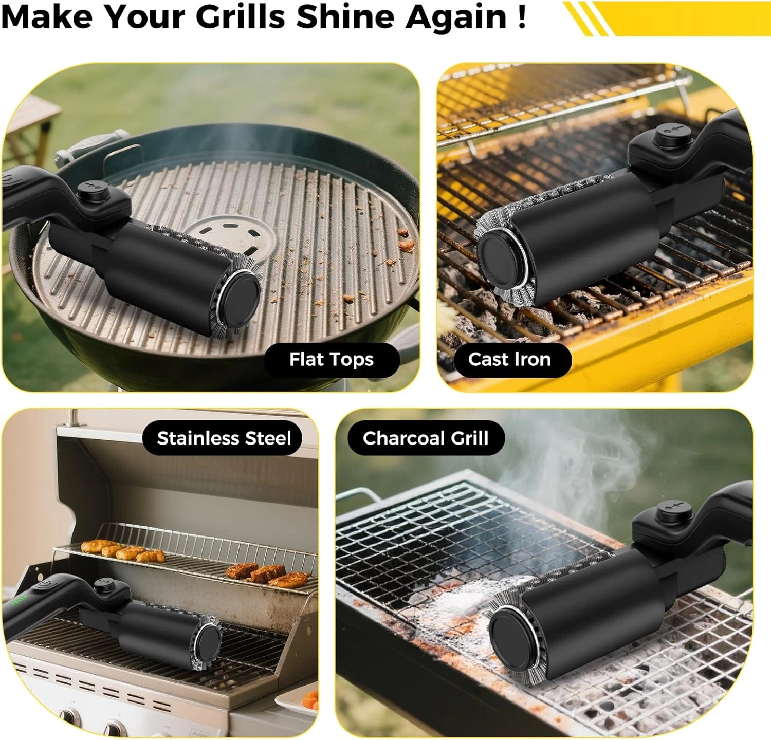 Electric BBQ Grill Brush - 2600mAh Rechargeable Cleaning Brush Wireless Cleaner.