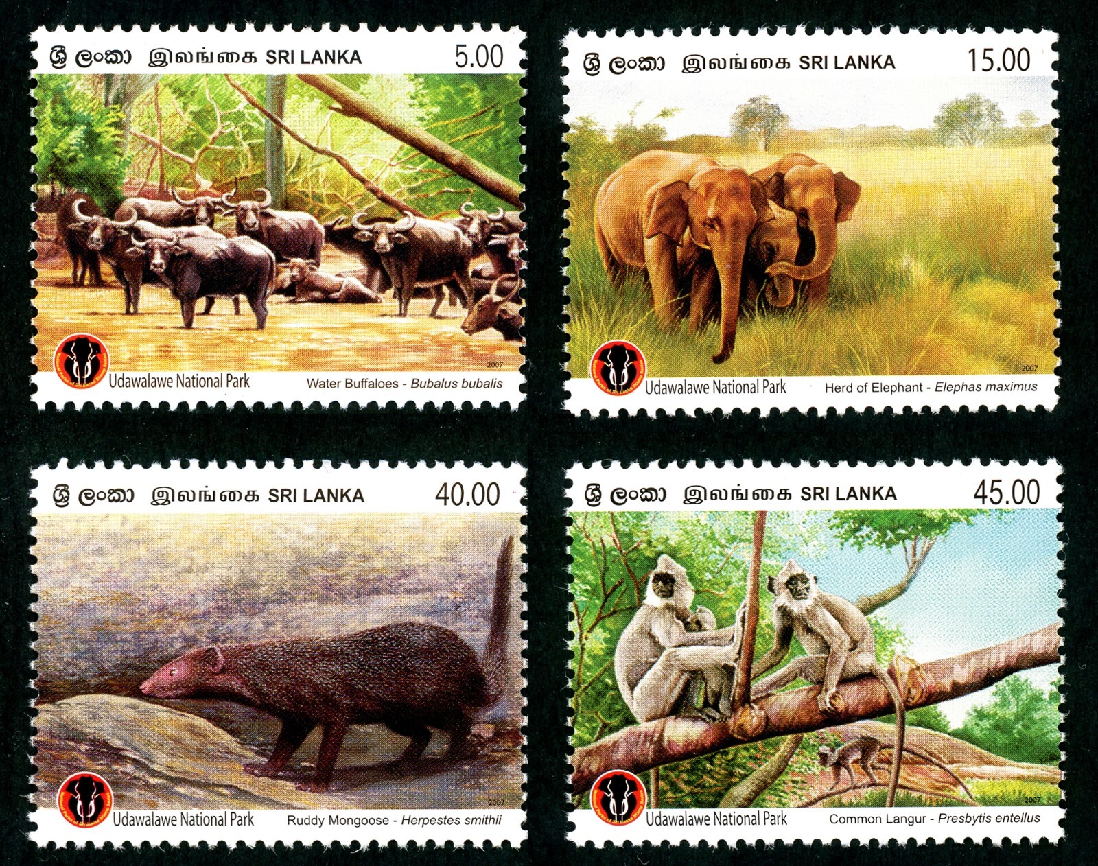 Sri Lanka Mint Stamp Udawalawa National Park (set of 4) MNH 2007, Ceylon