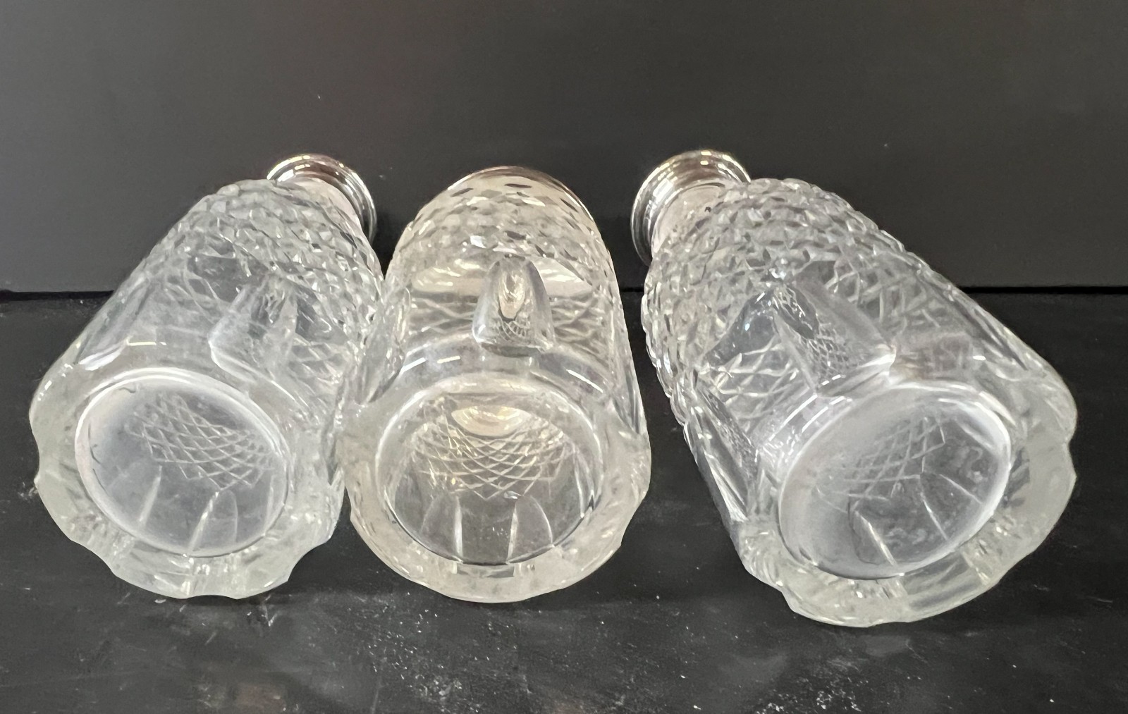 Victorian Silver Plated Martin Hall & Co Cut Glass Cruet Condiment Set c1880