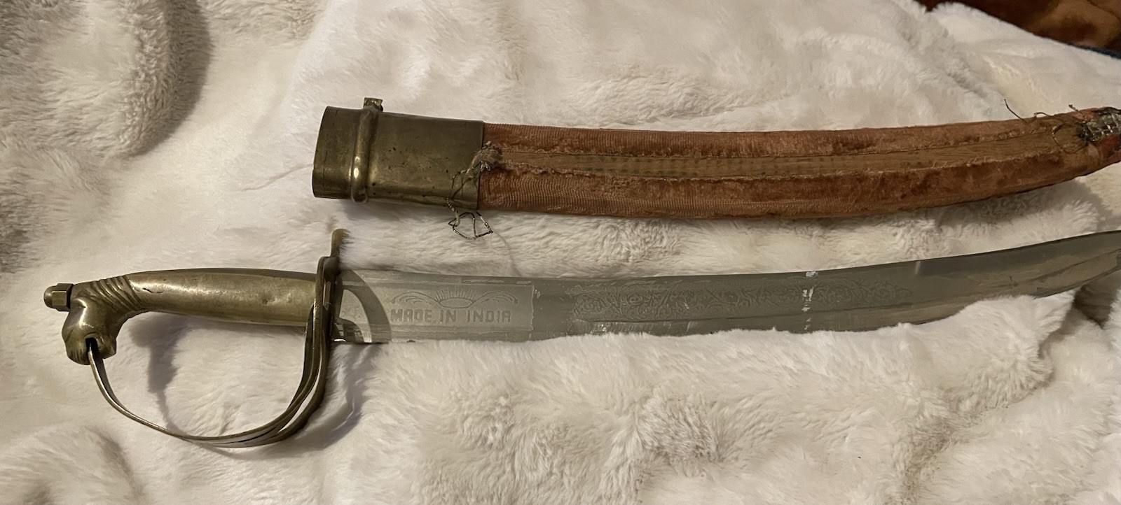 VIntage Shamshir India Dress Sword with Brass Scabbard 22”