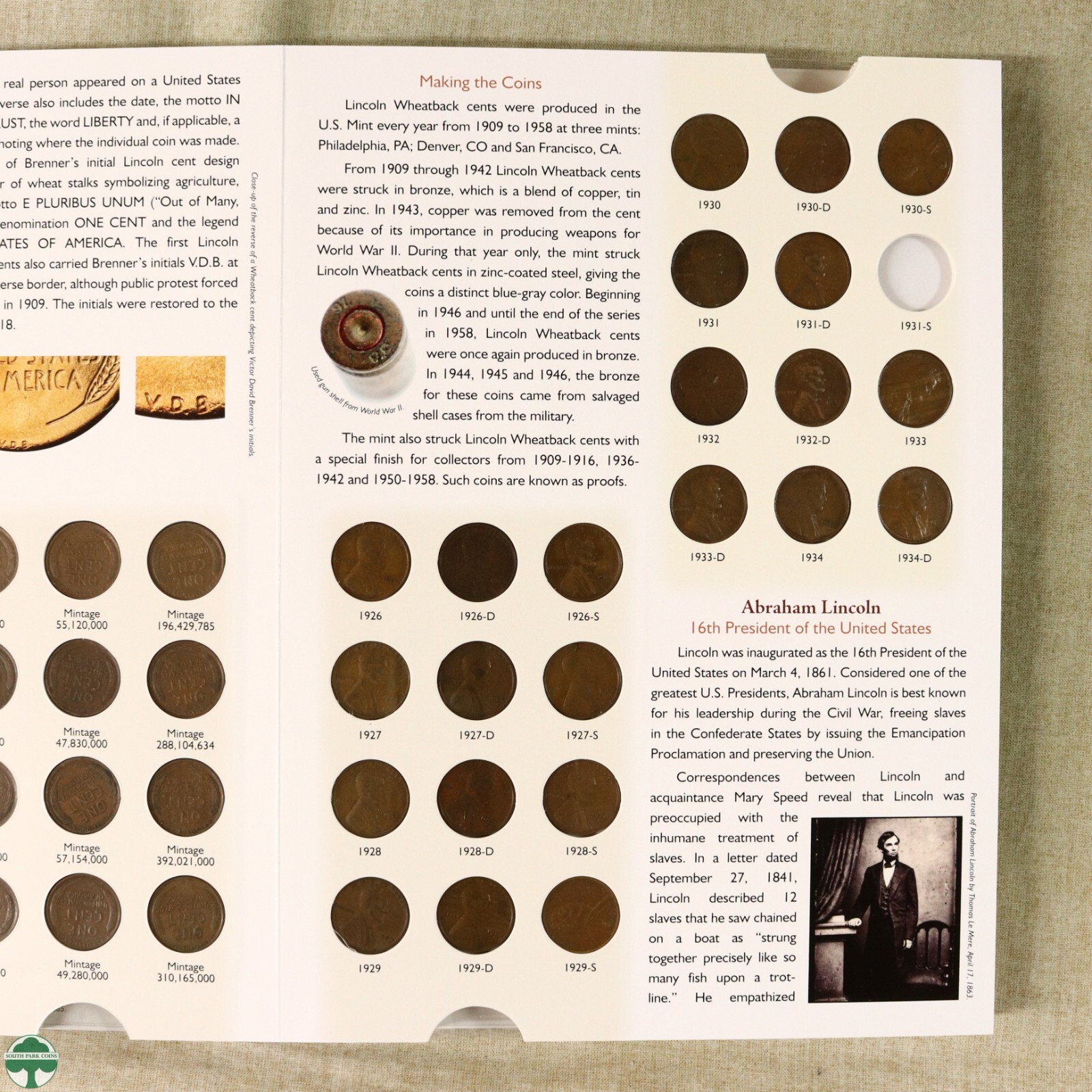 1909-1958 Lincoln Wheat Cent Coin album filled VF/UNC Excluding Five Coins