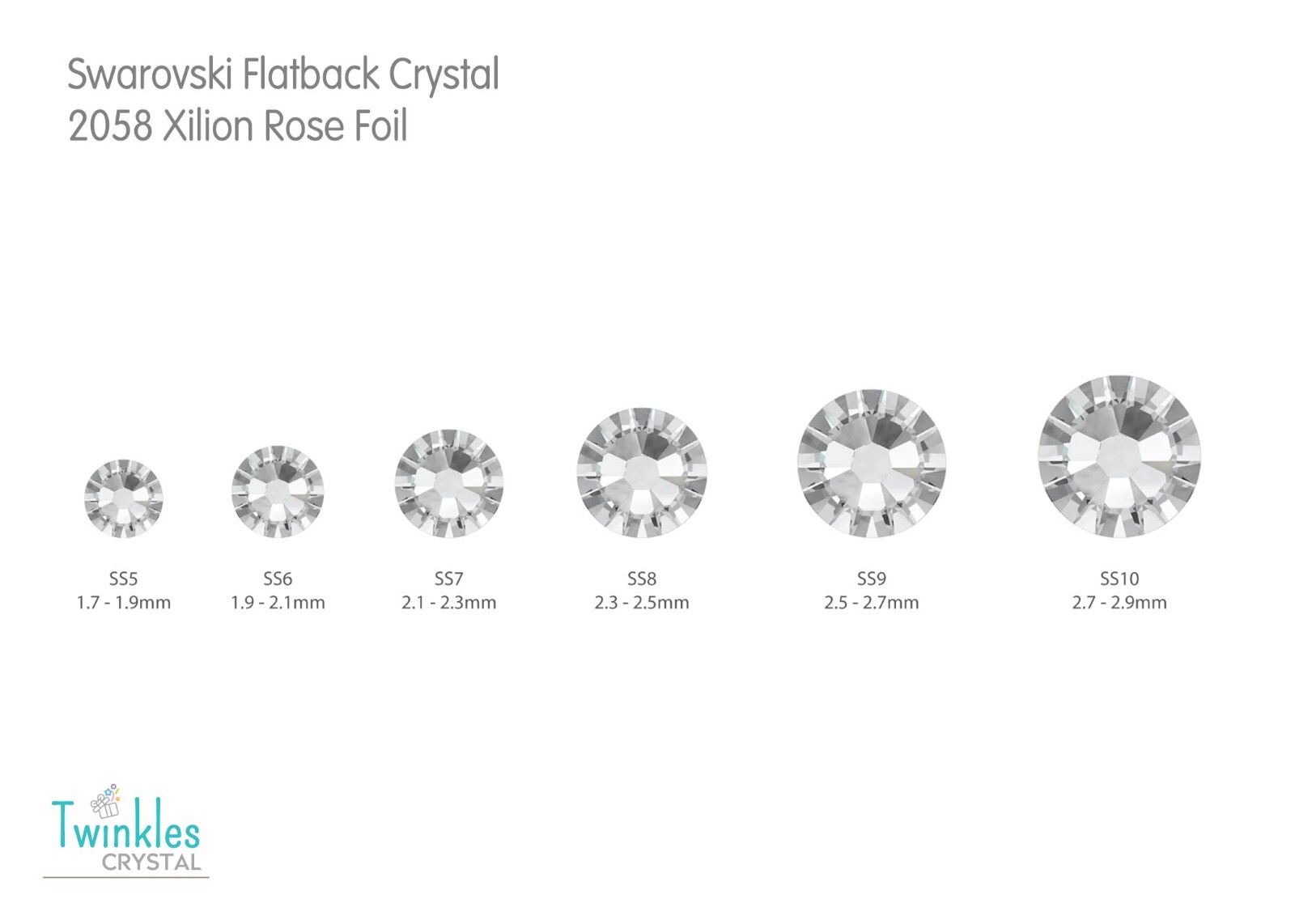 1.7-6.5mm (144pcs) 2058/2088 Swarovski FlatBack Crystal Foil Rhinestone Nails