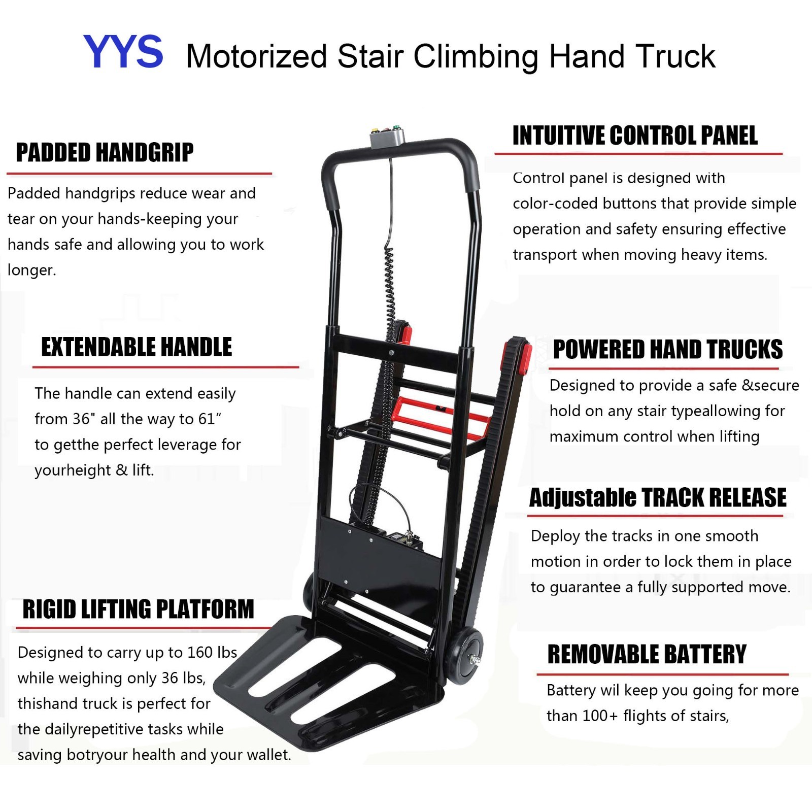 Electric Stair Climbing Cart Portable Motorized Stair Climbing Dolly 80W