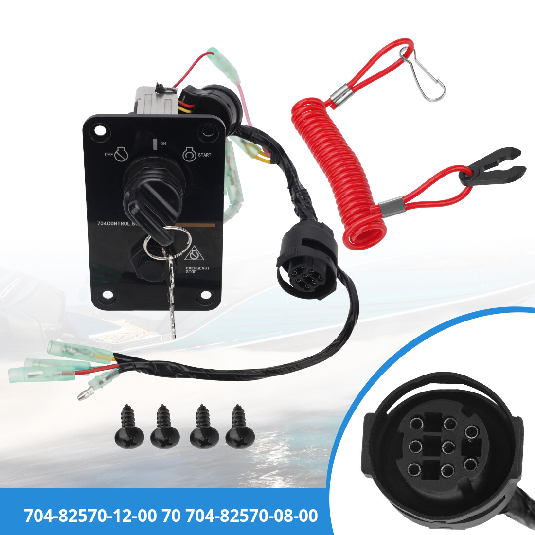 NEW Outboard Single Engine Key Switch Assembly Panel For Yamaha 704-82570-12-00