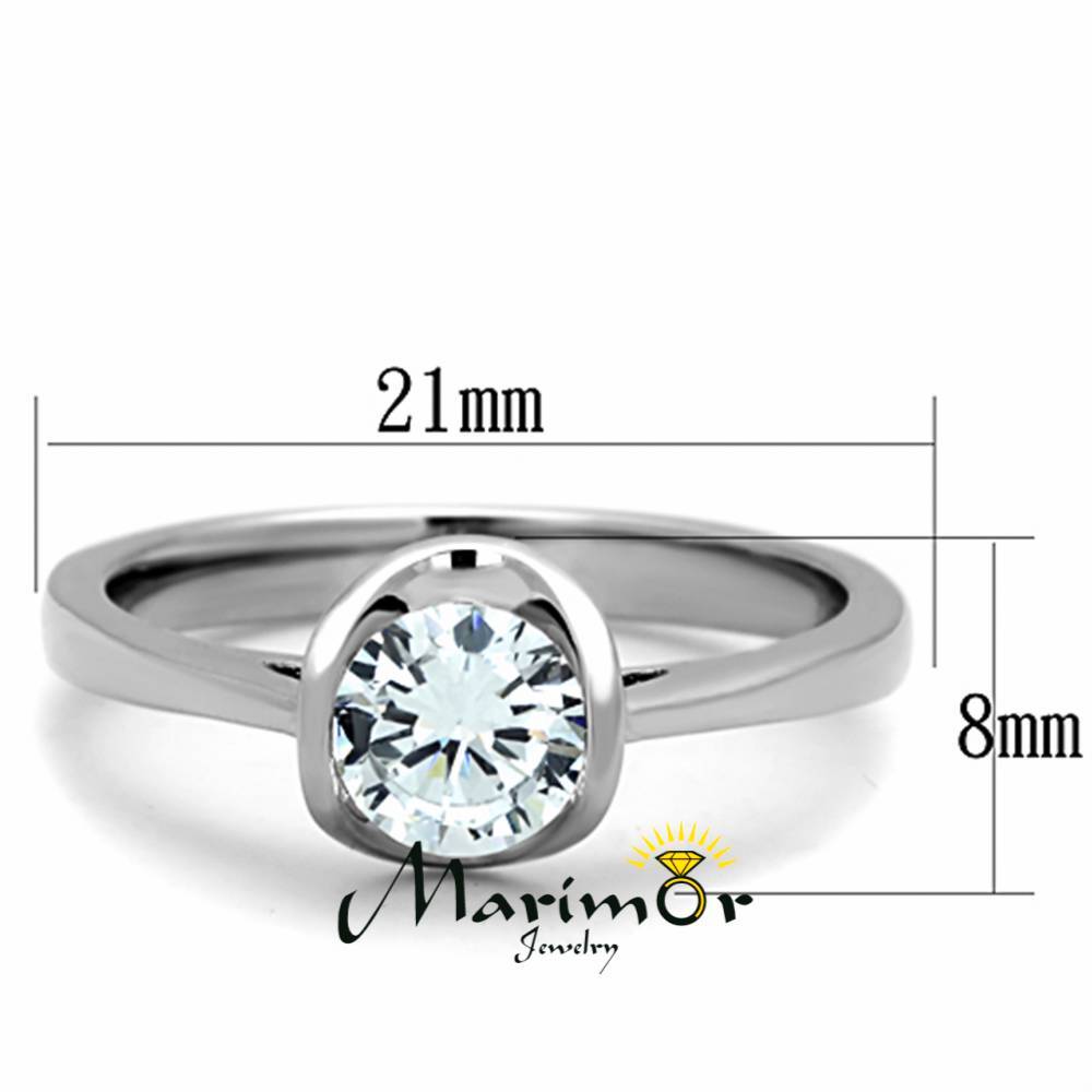 High Polished Stainless Steel .85 Ct CZ Promise / Engagement Ring Sizes 5-10