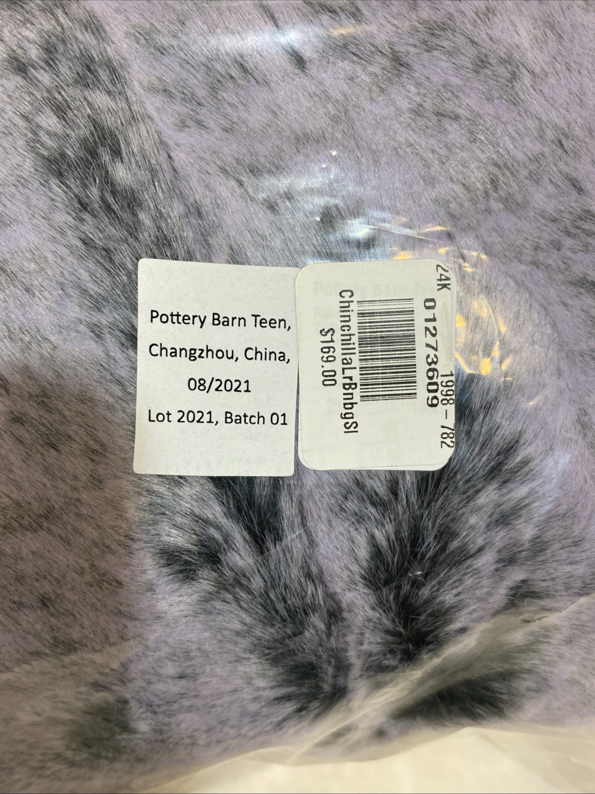 Pottery Barn Teen Chinchilla Faux Fur Bean Bag Slipcover Large 42" (Dark Purple)