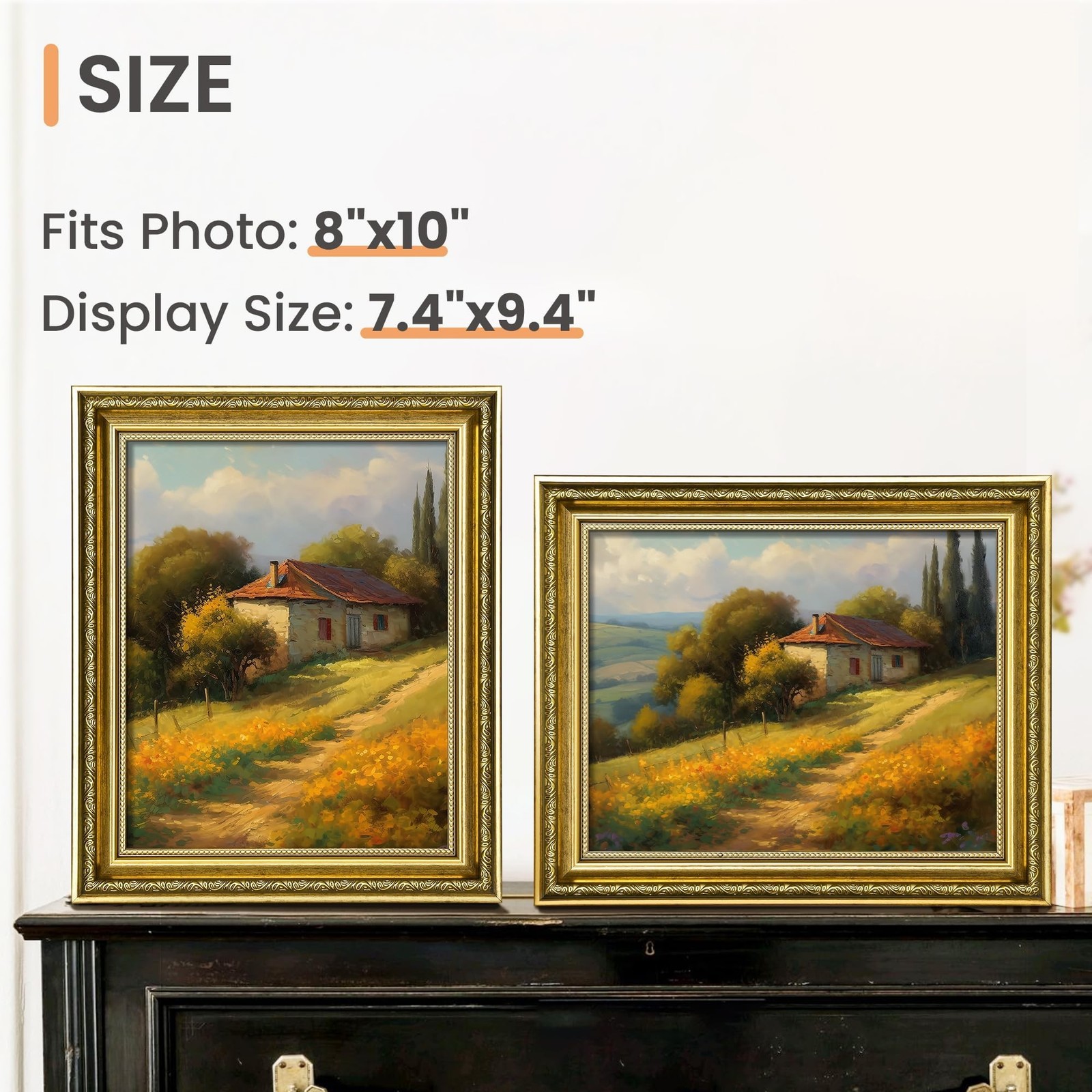 2 Pack 8x10 Picture Frames with Real Glass Ornate Vintage Style Picture Frames