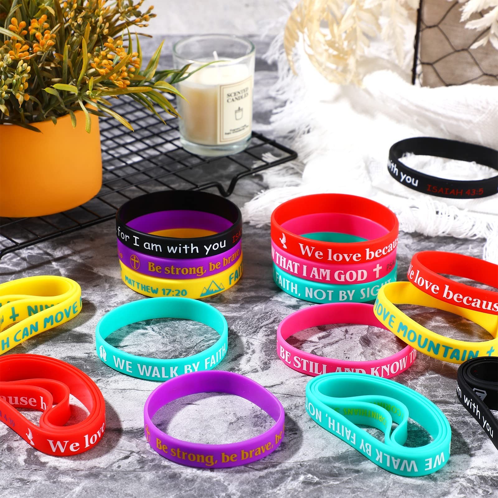Aoriher 30 Pcs Bible Verses Bracelets Bulk Motivational Christian Bracelets V...