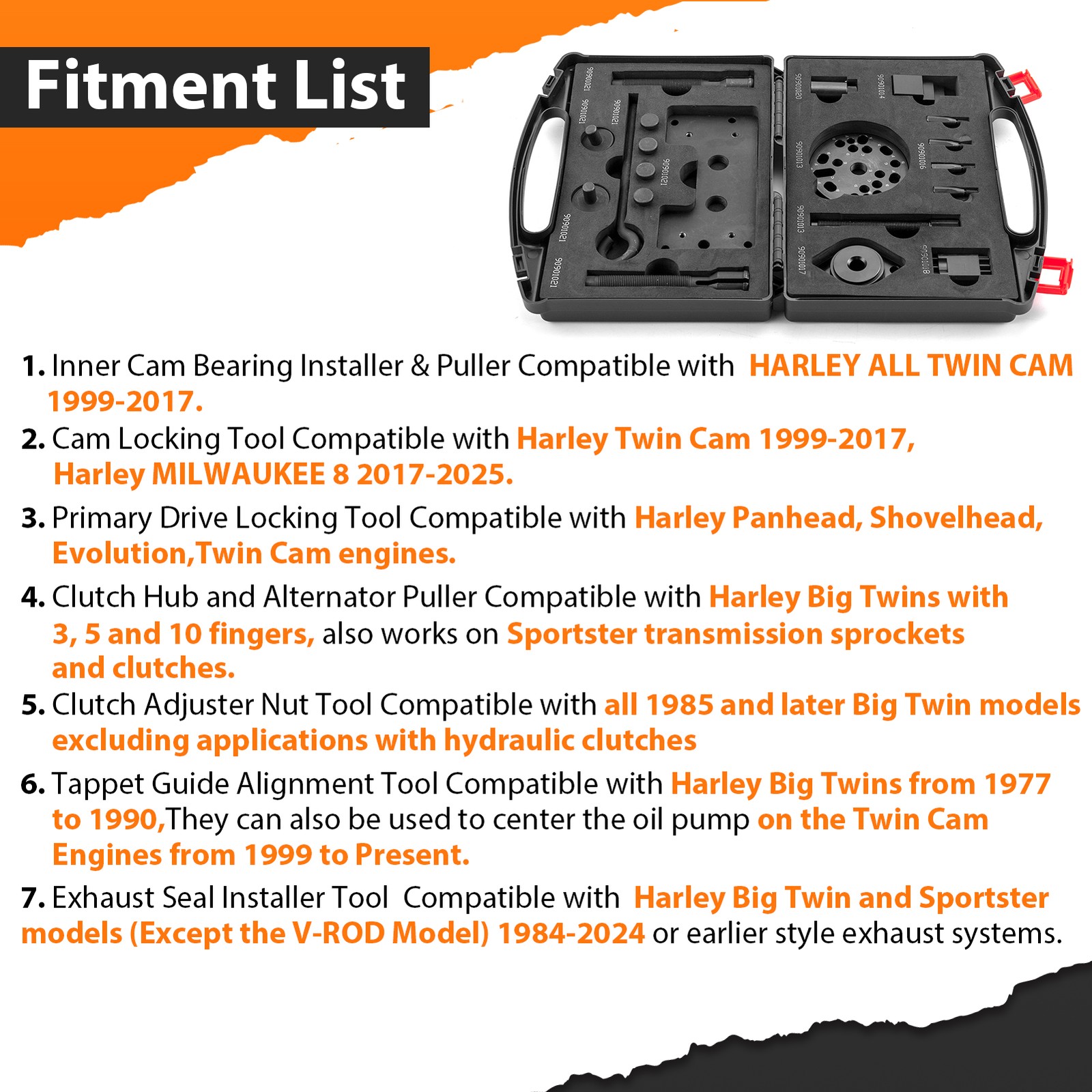 Inner Cam Bearing Installer & Puller Set Fit Harley Touring Sportster Street