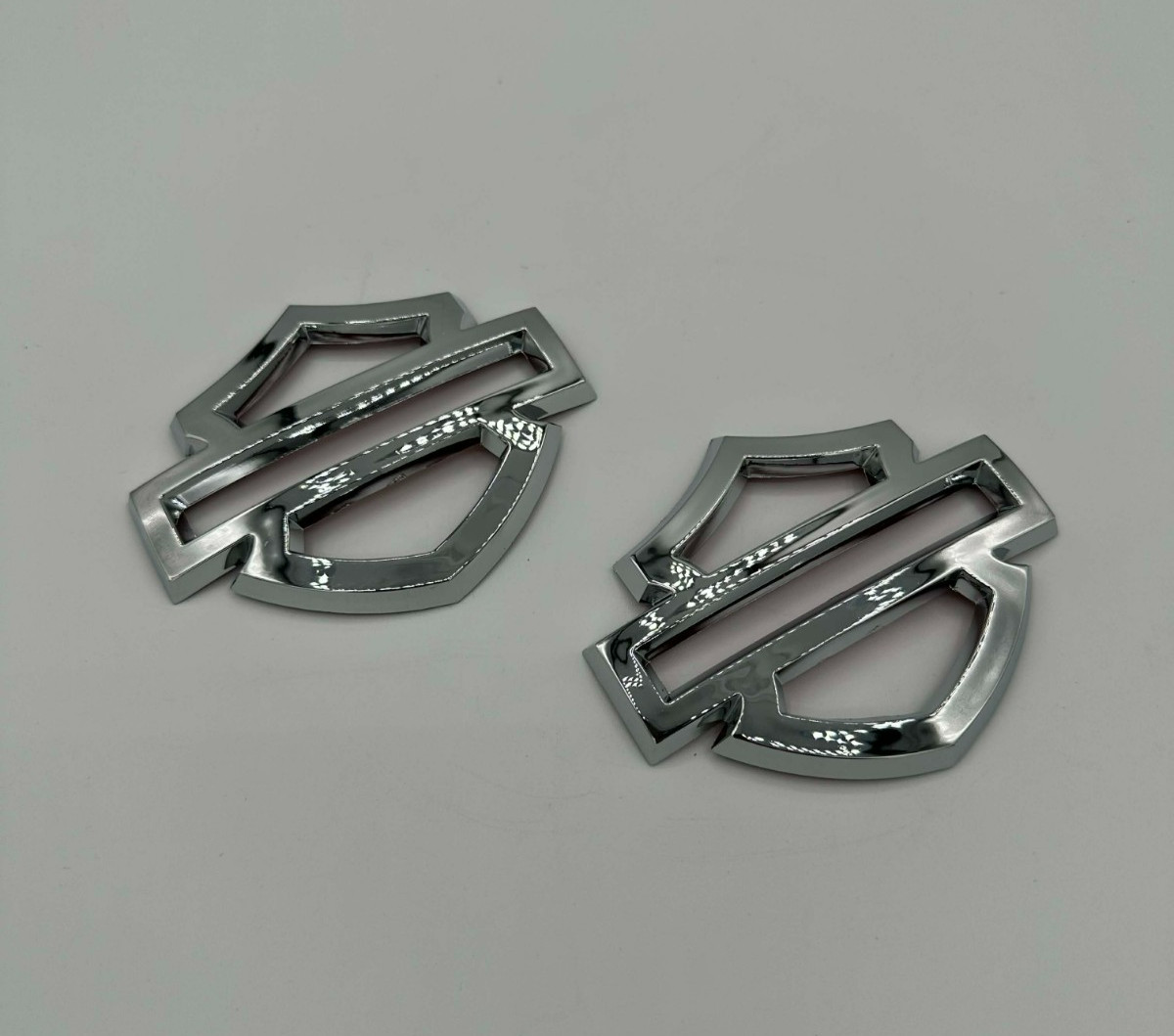 Harley Davidson Emblems 2 pcs CHROME Puffy Custom 3M Adhesive Fuel Tank Badge