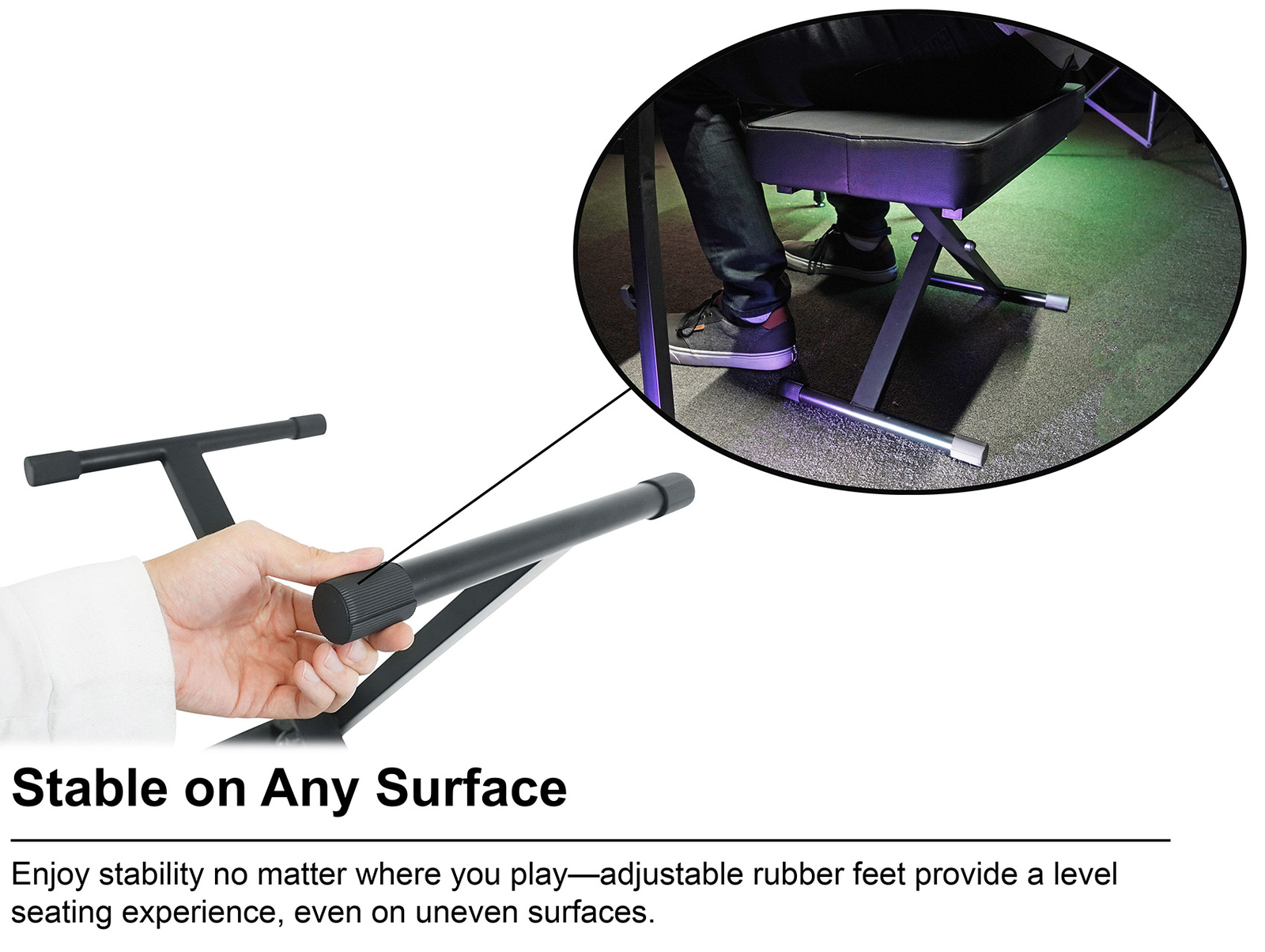 Rockville RKB61 V2 Extra Thick Padded Foldable Keyboard Bench w/ Quick-Release