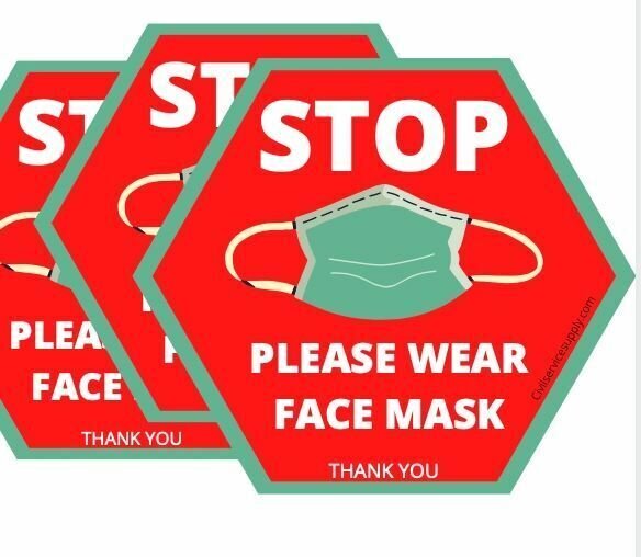 "Please wear face mask" 4x4 decal (3 Pack)
