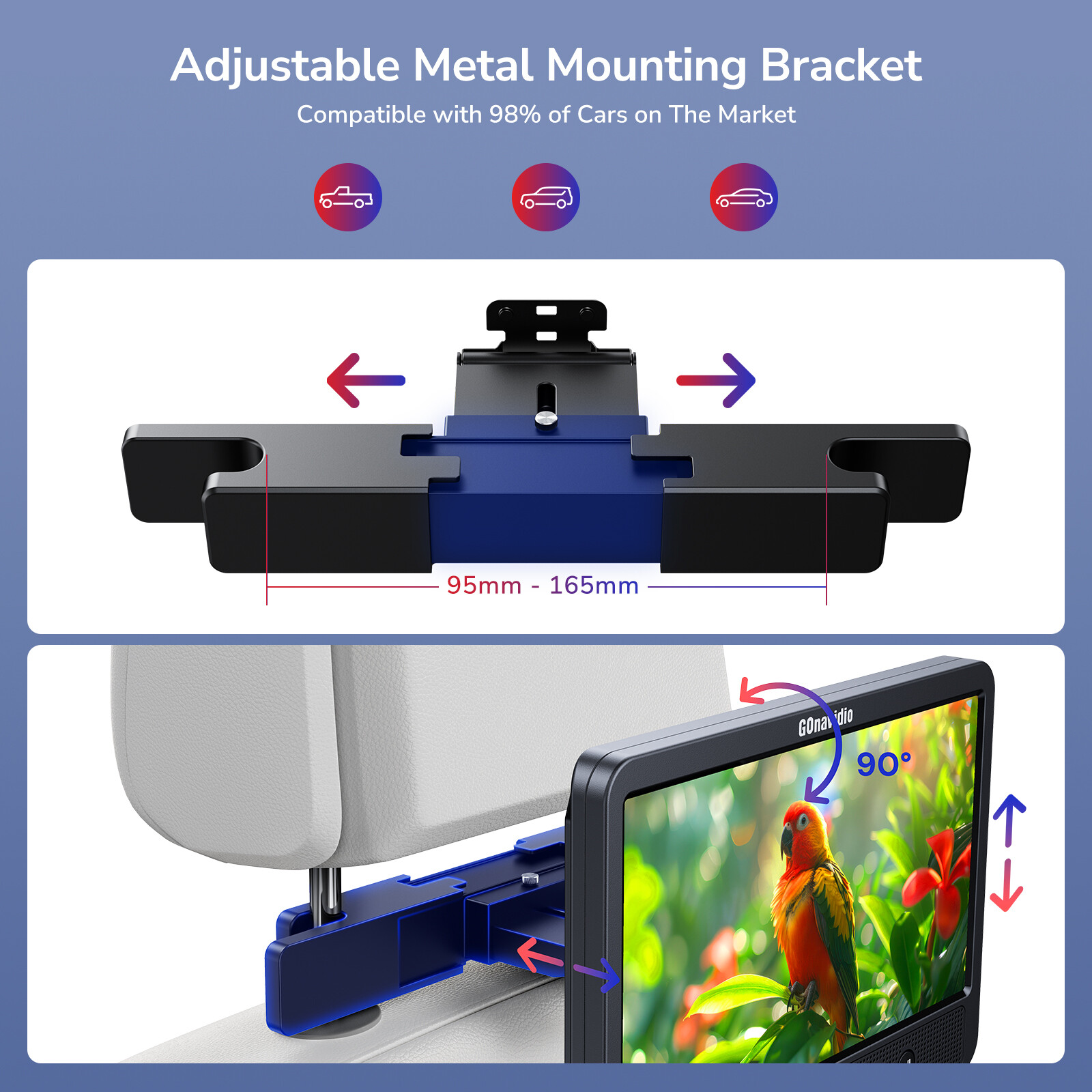 2x 10.5” Screen HD Car Headrest Monitor DVD Player for Kids USB HDMI w/ Headset