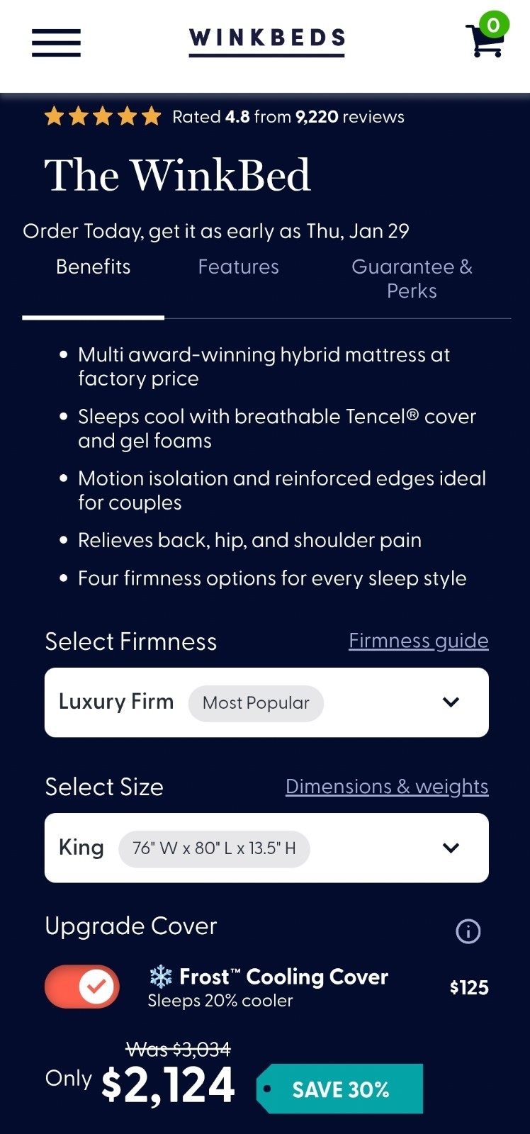 Winkbed LUXURY FIRM King Size