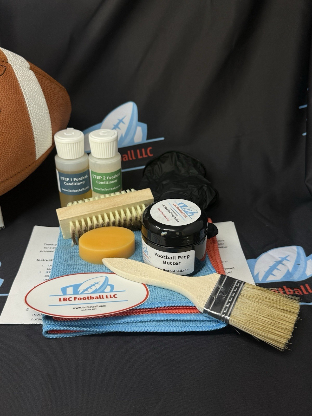 Brand New Wilson GST Full-Size Leather Football + LBC Football DIY Prep Kit