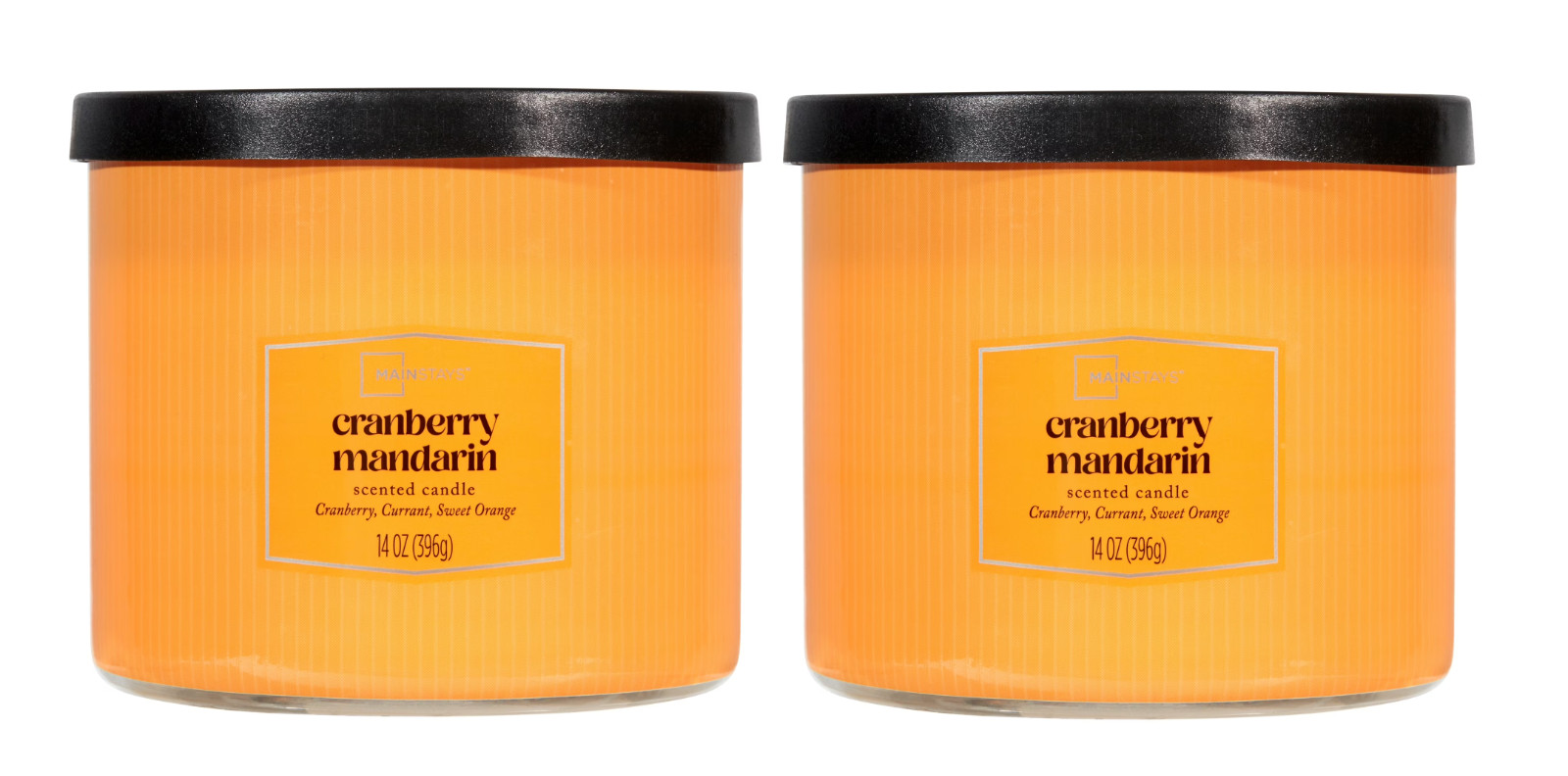 3-Wick Textured Wrapped Cranberry Mandarin Scented Candle, 14 Oz pack of 2
