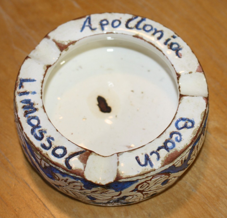 Handmade Ceramic Souvenir Ashtray Apollonia Beach Limassol Blue Lapithos Islands