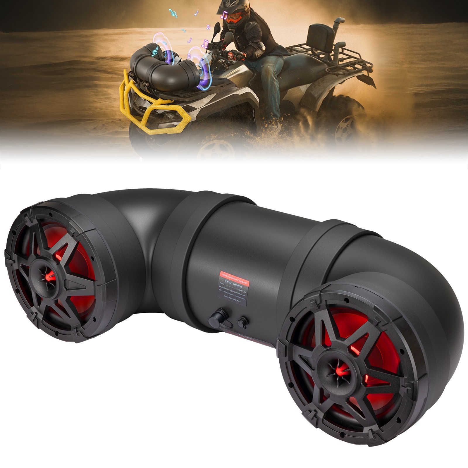 ATV 8-Inch Tube Speaker Audio Systems Bluetooth for Cforce Outlander Sportman