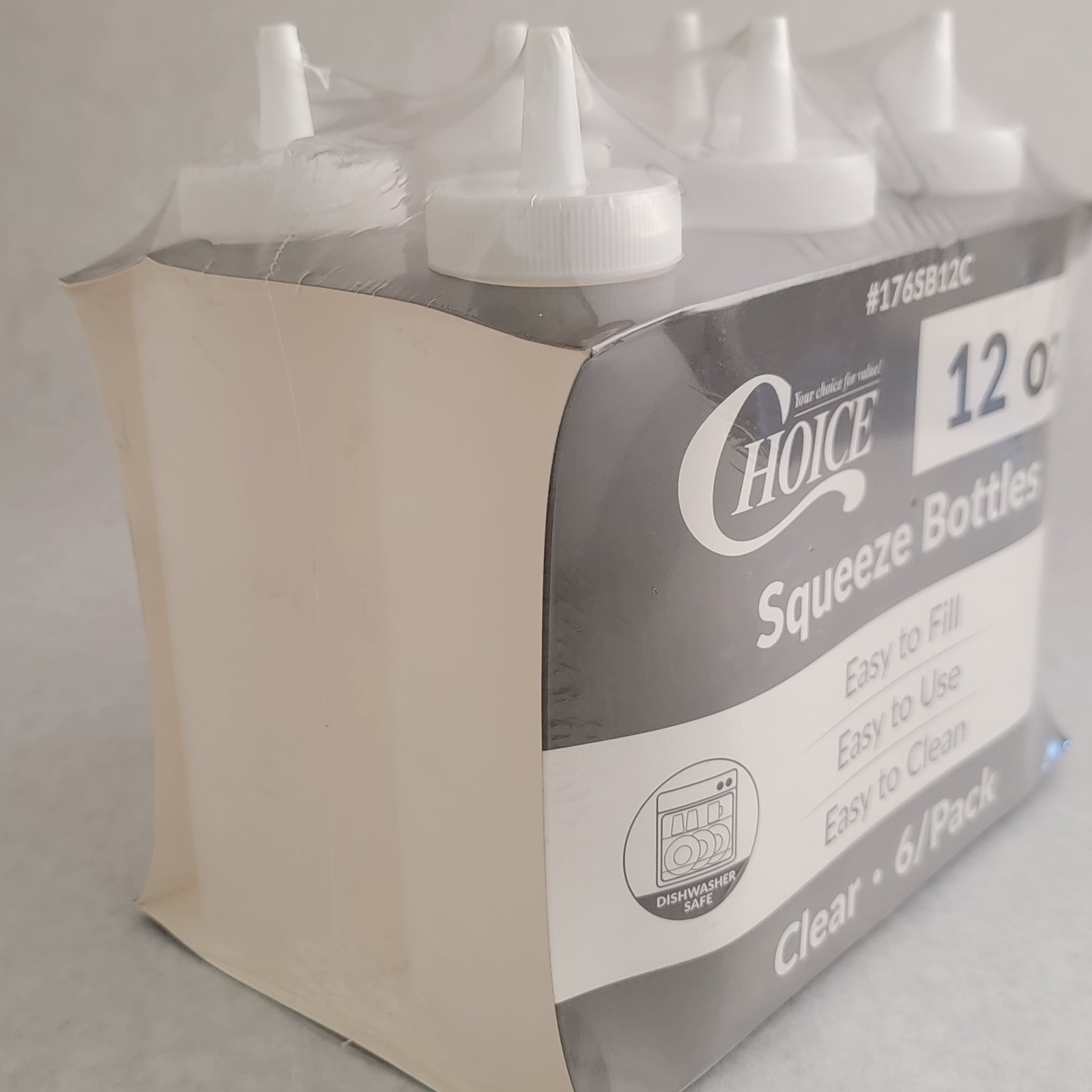 Clear Choice Squeeze Bottles 12 oz Restaurant Condiments With Top PACK OF 6 NEW