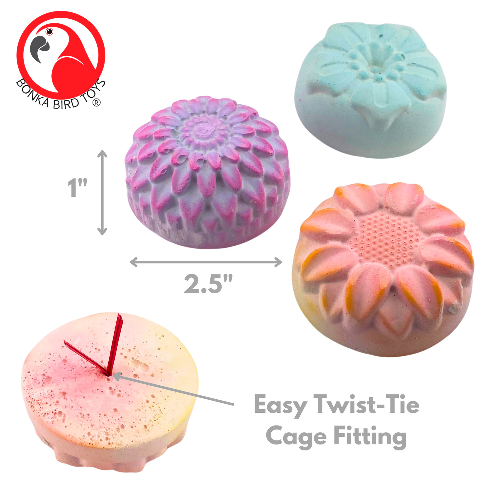 Bonka Bird Toys 2860 Flower Power Calcium Treat Parrot Beak Bone Health Mineral