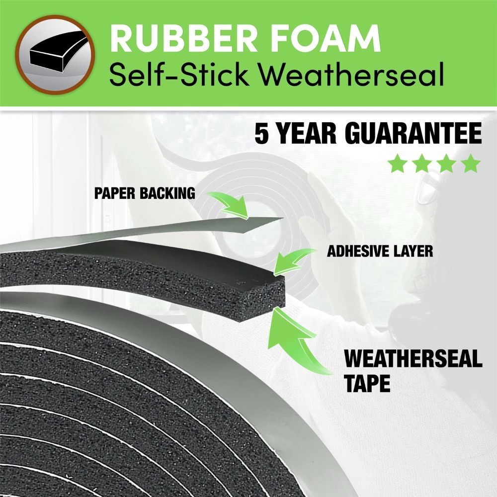 1-BOX (3/4 in. x 1/2 in.) 120FT. Grey Vinyl Foam Weather-Seal Self-Stick Tape