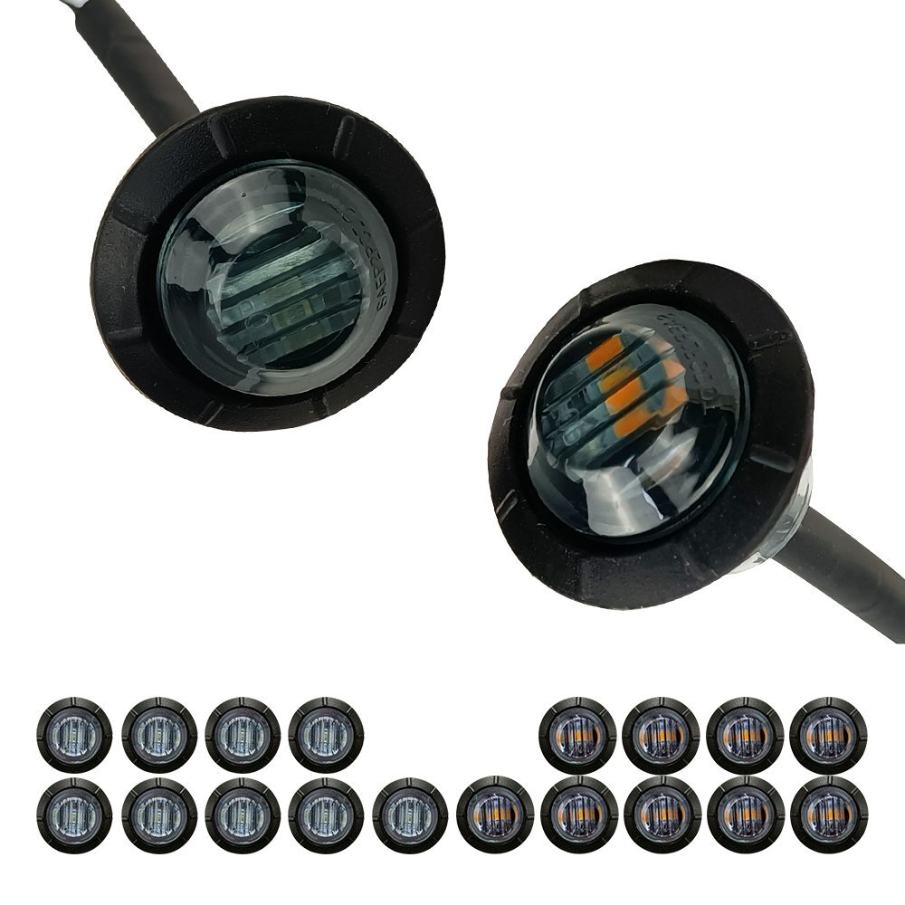 20X 3/4" 12V Marker LIGHTS LED Bullet Amber Red Truck Trailer RV Round Side Lamp