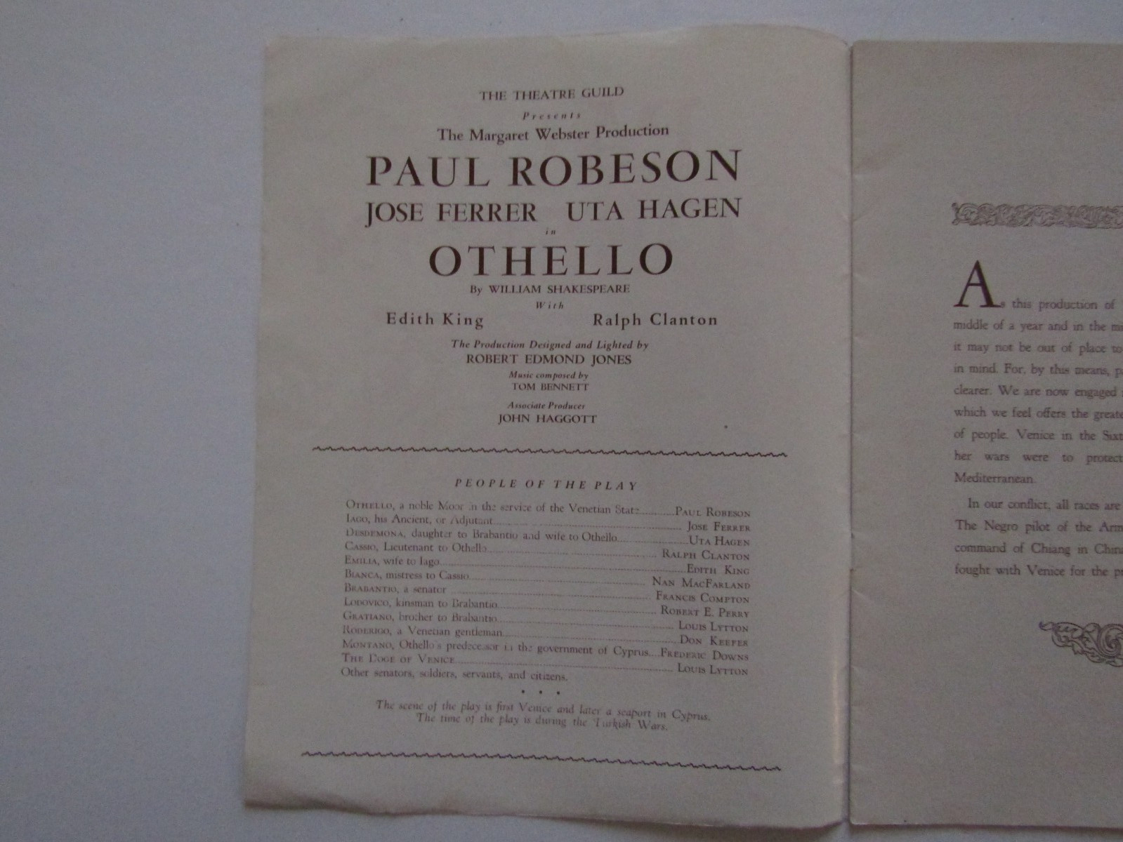 SALE! 1943 Black Broadway History PAUL ROBESON As Othello Theatre Guild Program