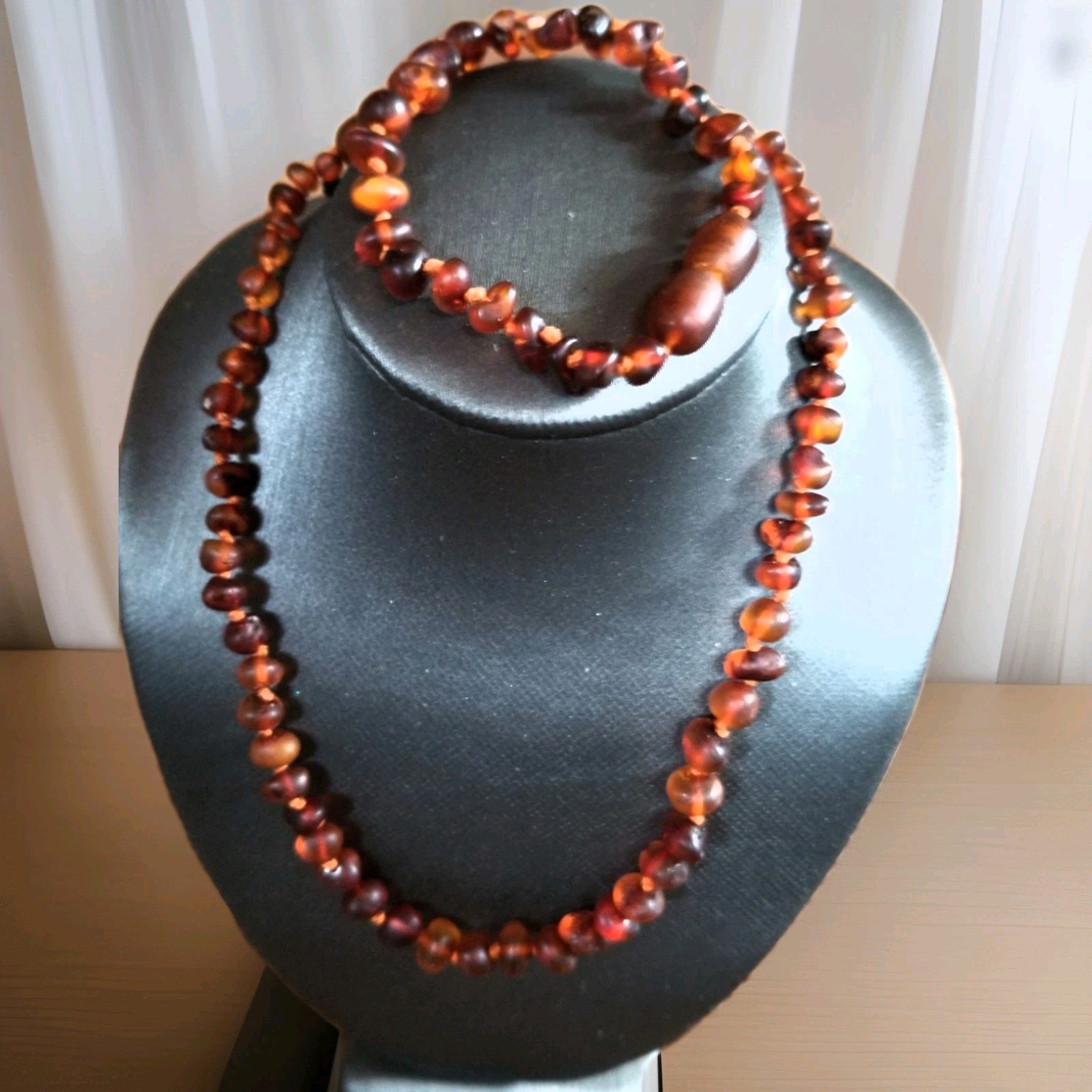Puramber Genuine Baltic Origin Amber Necklace 12.5" and 5.5" Bracelet. New