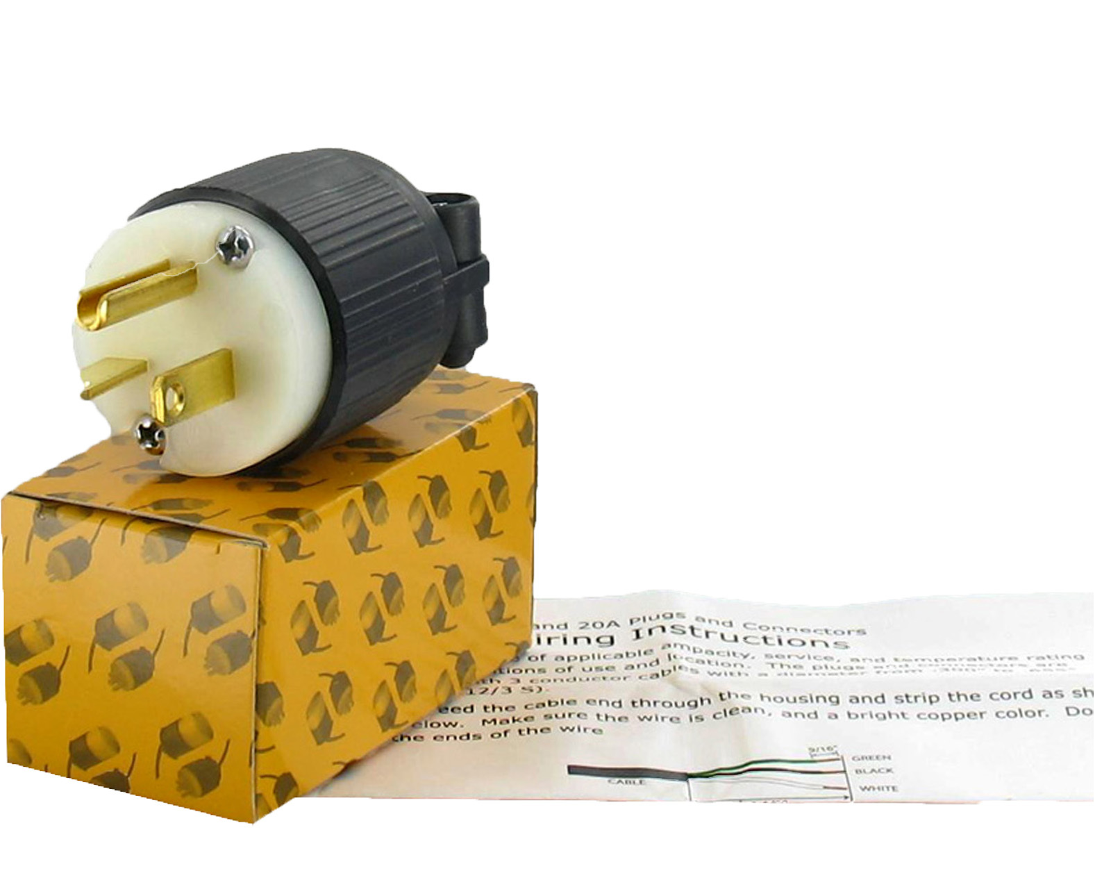 NEMA 5-20P 20A 125V Straight Blade Male Replacement Plug Nylon cULus OLYM-520P