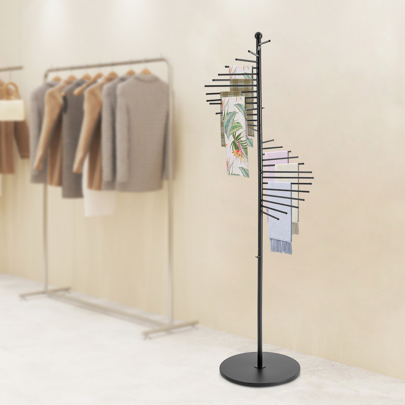 Metal Scarf Display Stand Modern Bedroom Floor Stand Scarf Tie Belt Bag Hat Rack